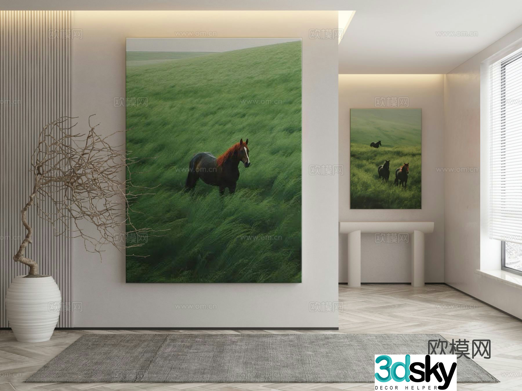 Modern landscape painting decorative painting 3d model