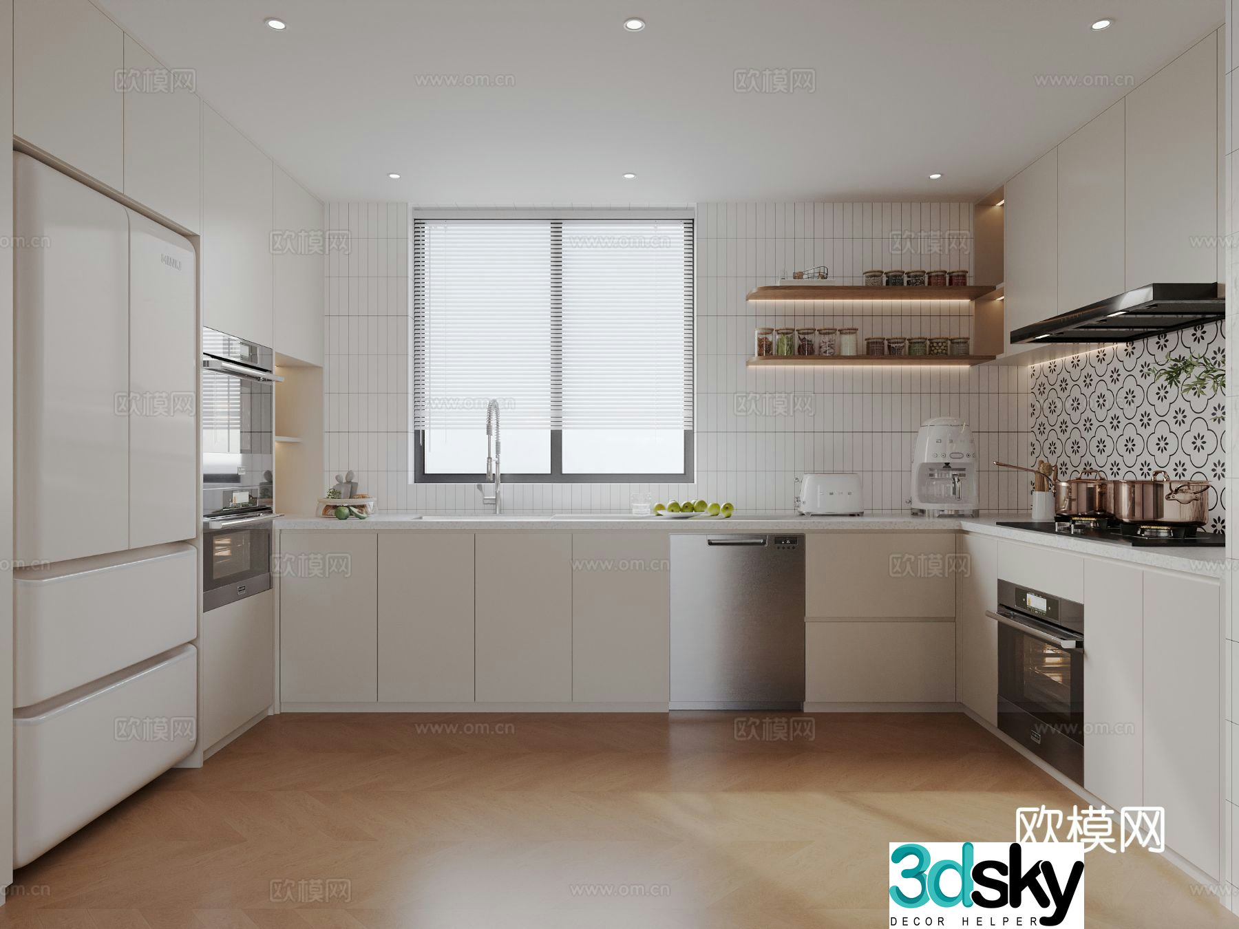 Cream style kitchen cabinet 3d model