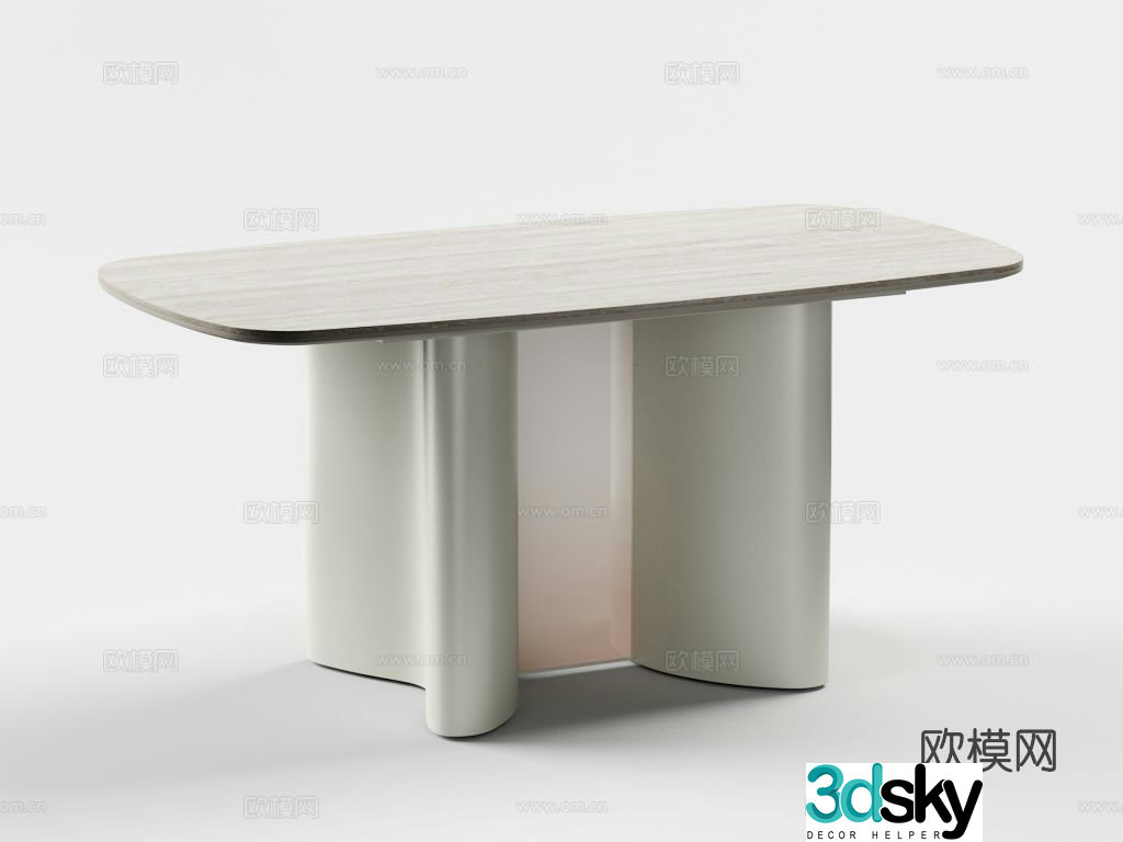Simple dining table long dining table 3D model