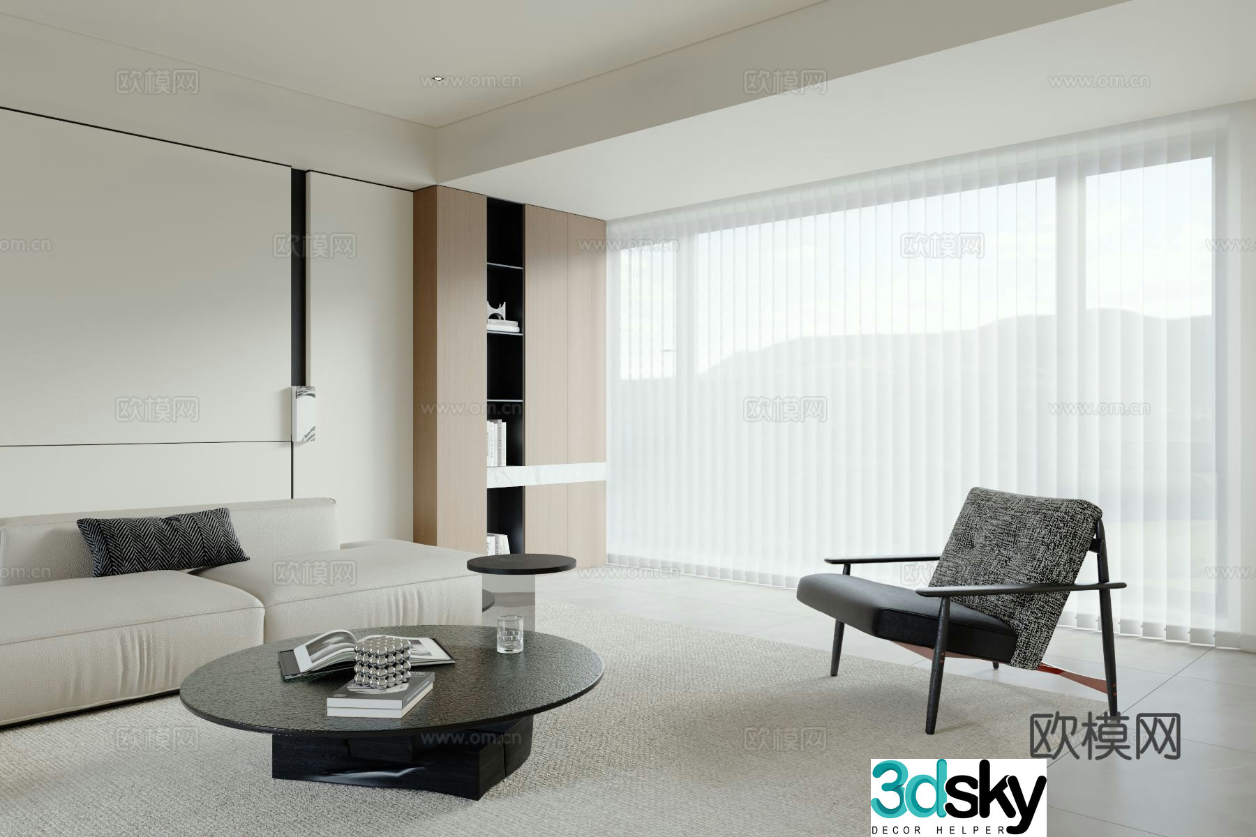 Modern curtains venetian blinds blackout curtains 3d model
