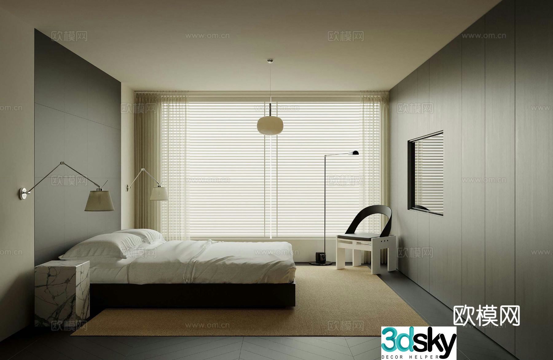 Modern bedroom second bedroom 3d model
