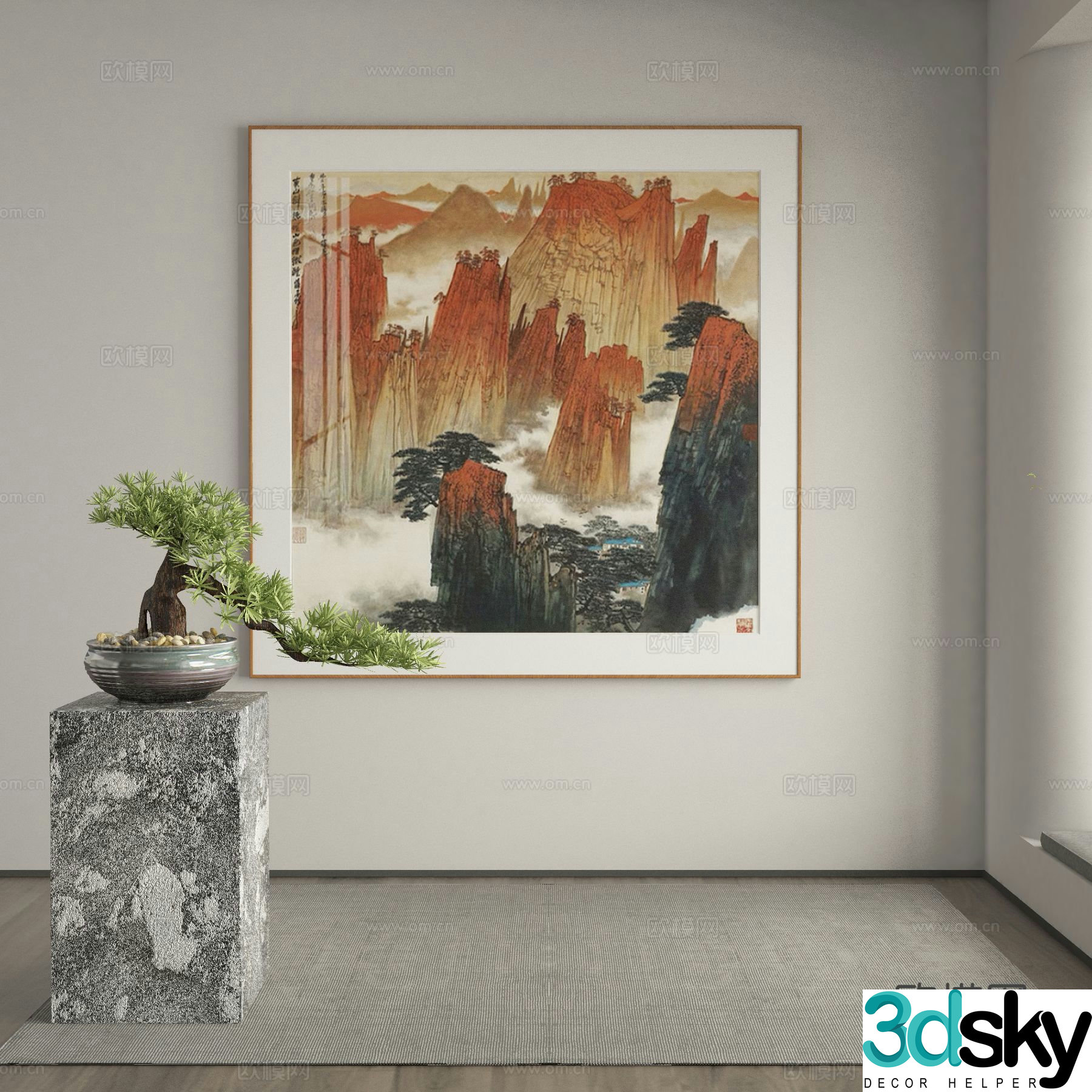 New Chinese style decorative painting hanging painting landscape painting 3d model