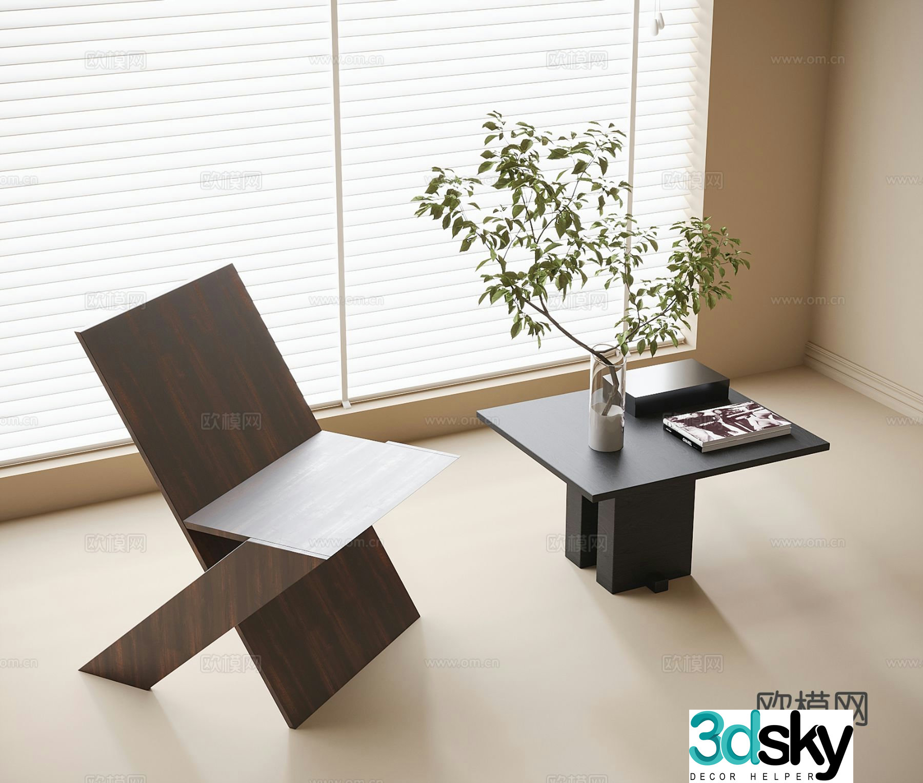 Modern single chair tea chair 3d model