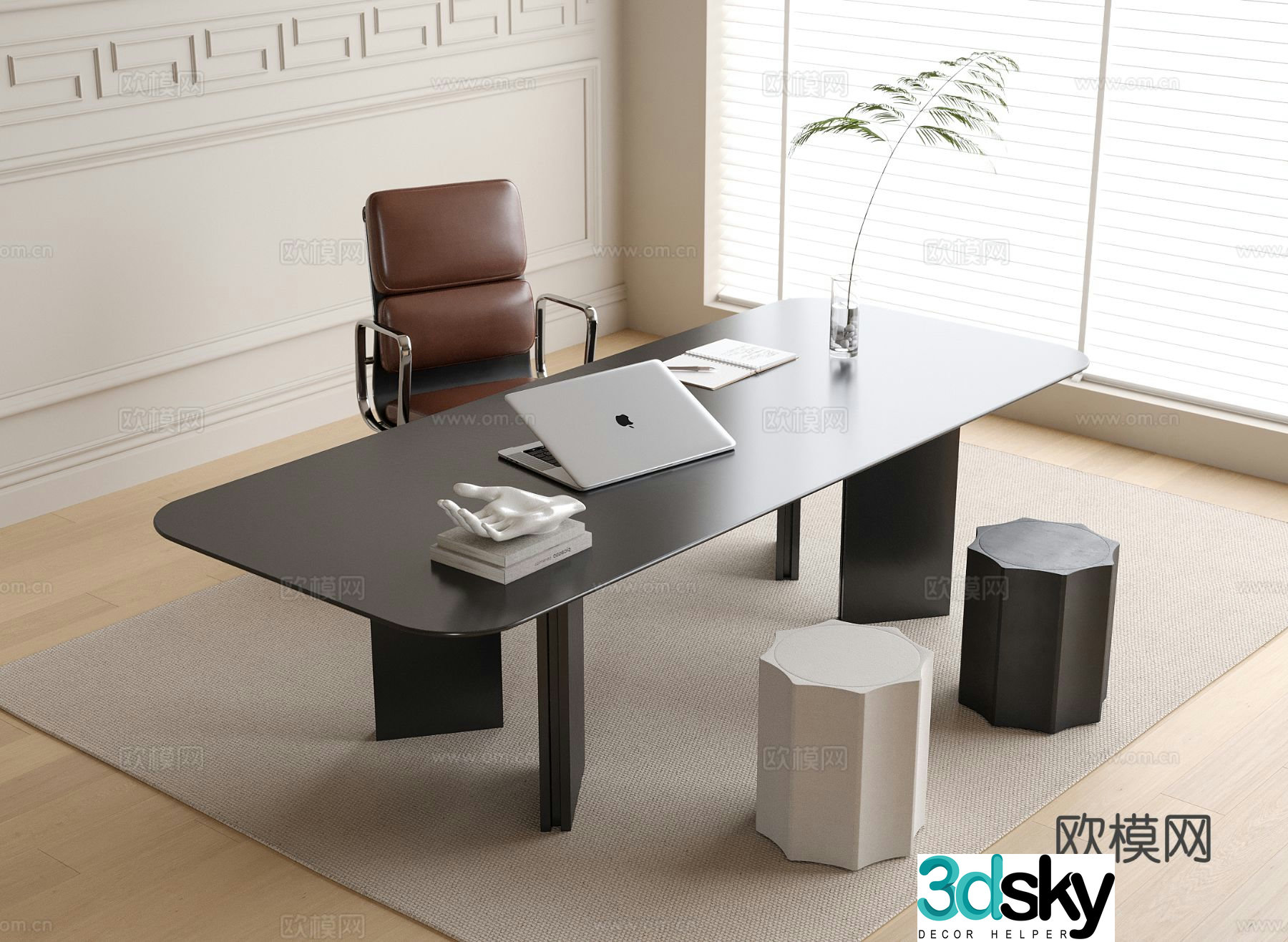 Modern desk writing desk computer desk 3d model