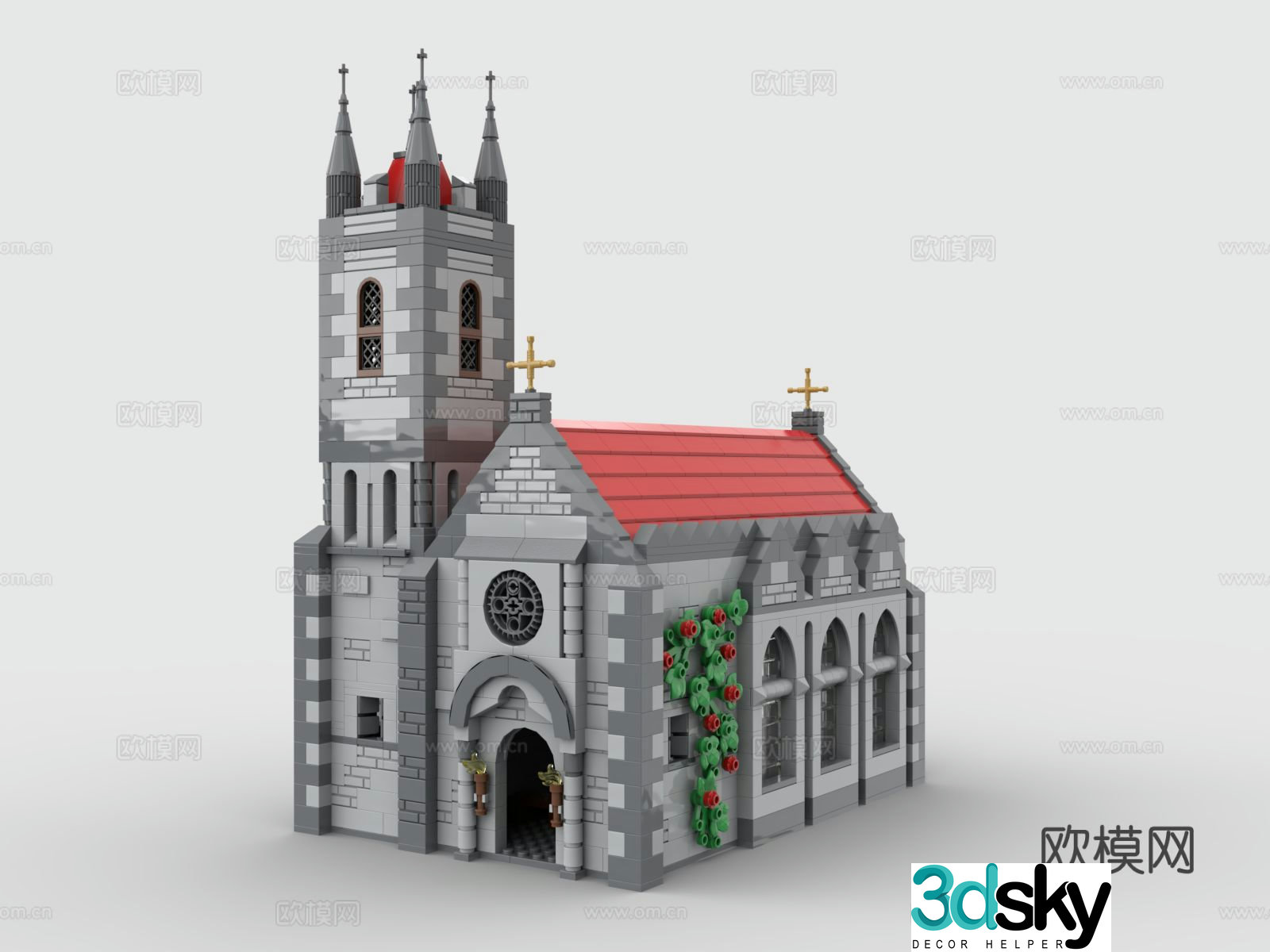 European LEGO LEGO toys building blocks medieval church 3d model