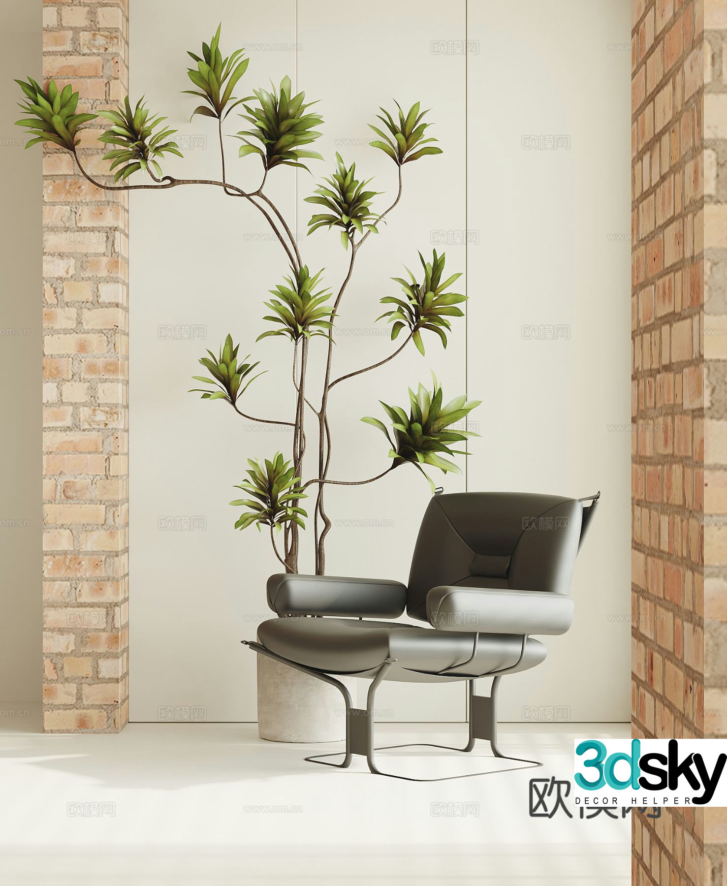 Leather chair lounge chair 3d model