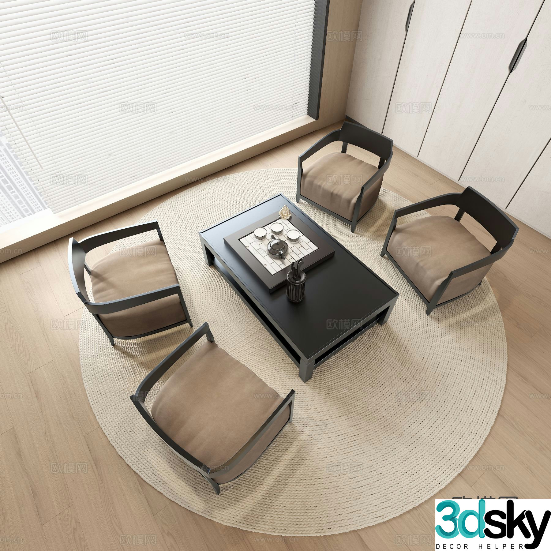 New Chinese style tea table tea table 3d model