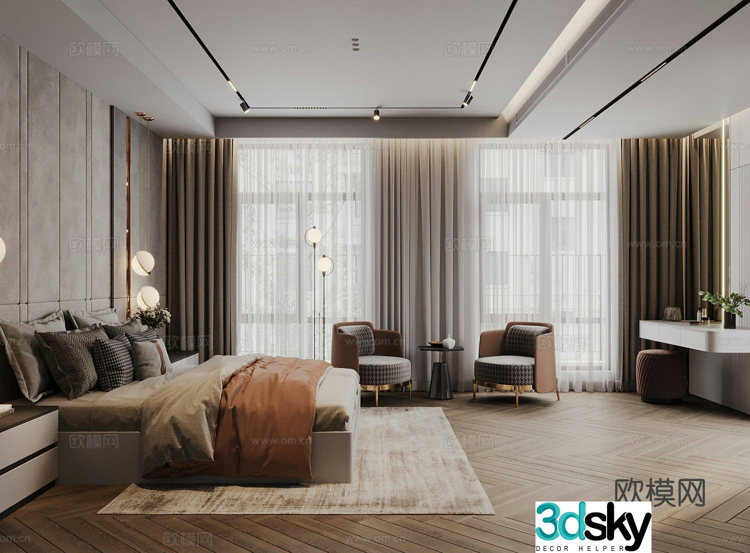 Italian style bedroom master bedroom 3d model