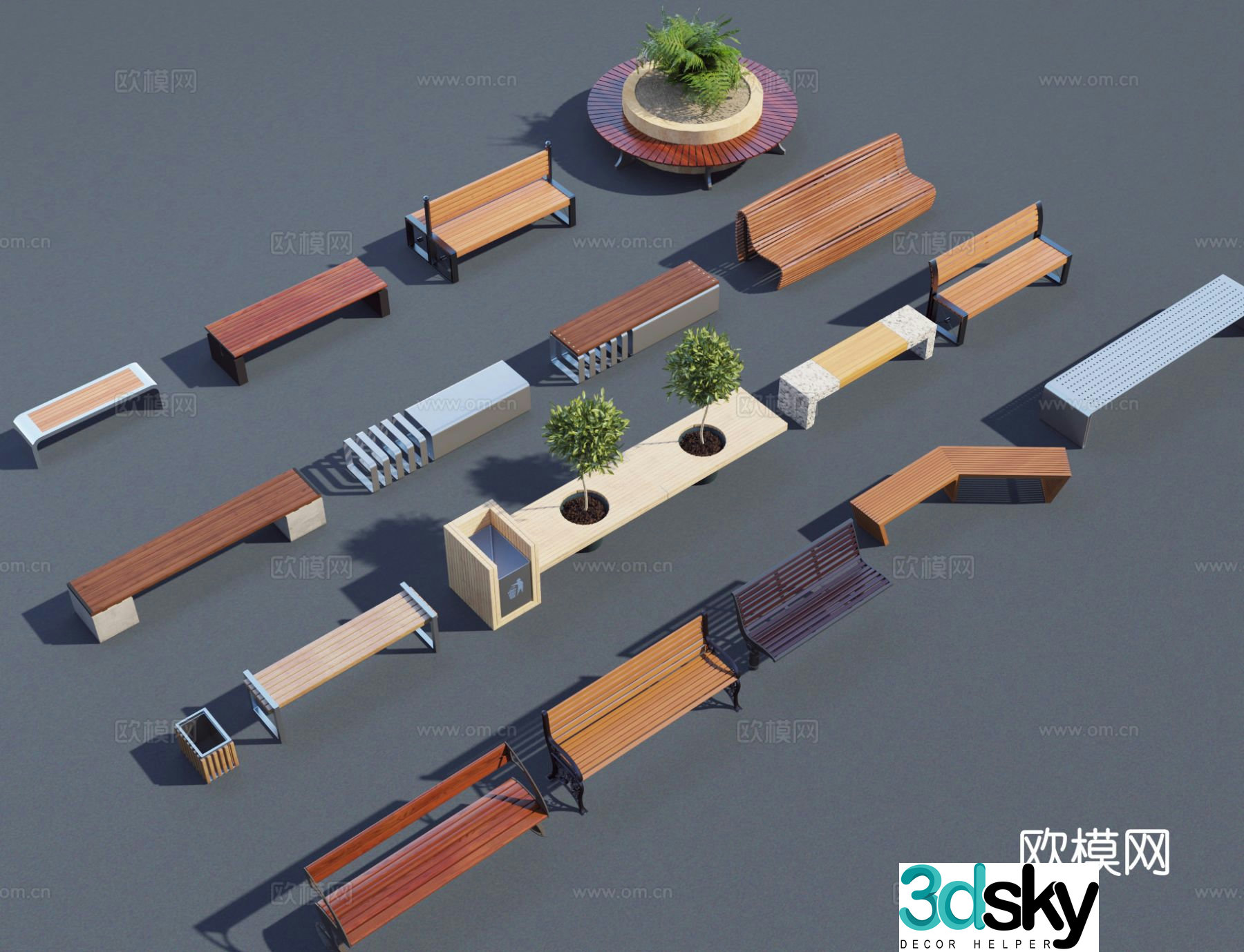 Outdoor chair bench bench 3d model