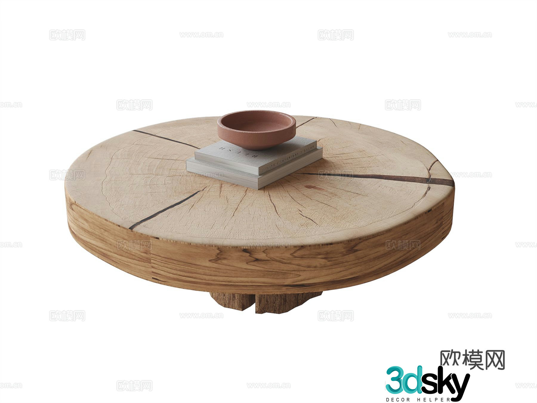 Wabi-sabi solid wood coffee table 3d model