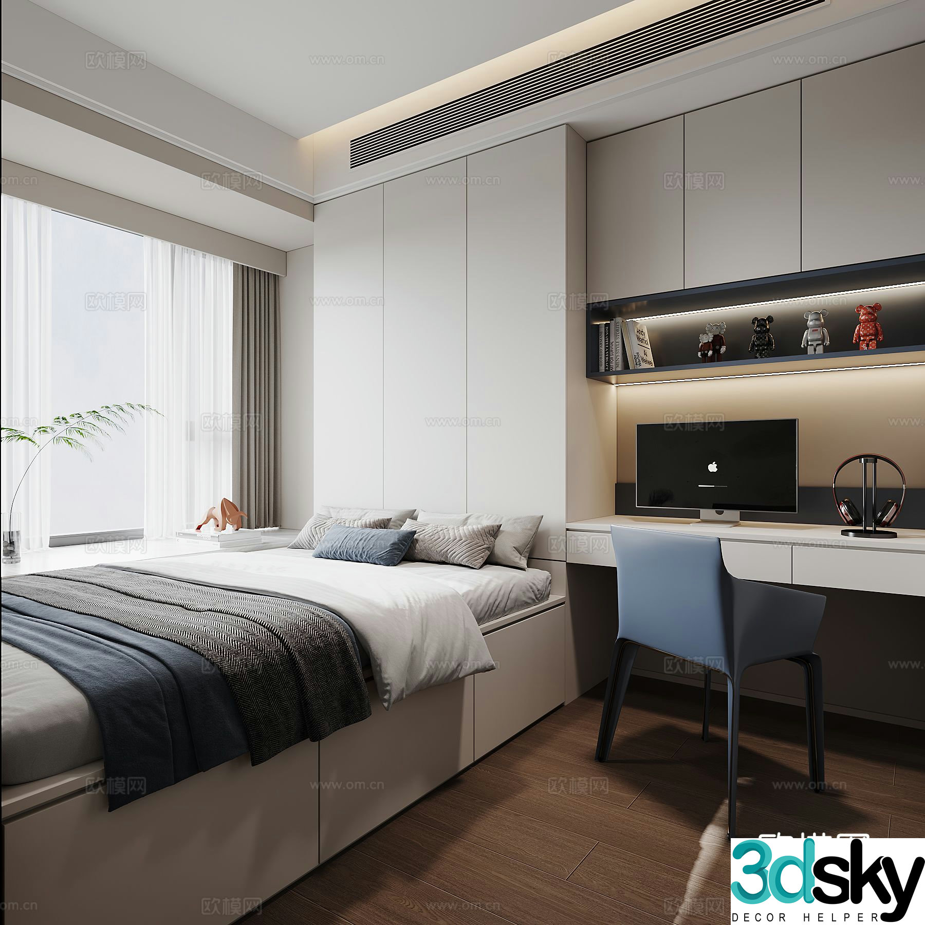 3d model of tatami bedroom and second bedroom