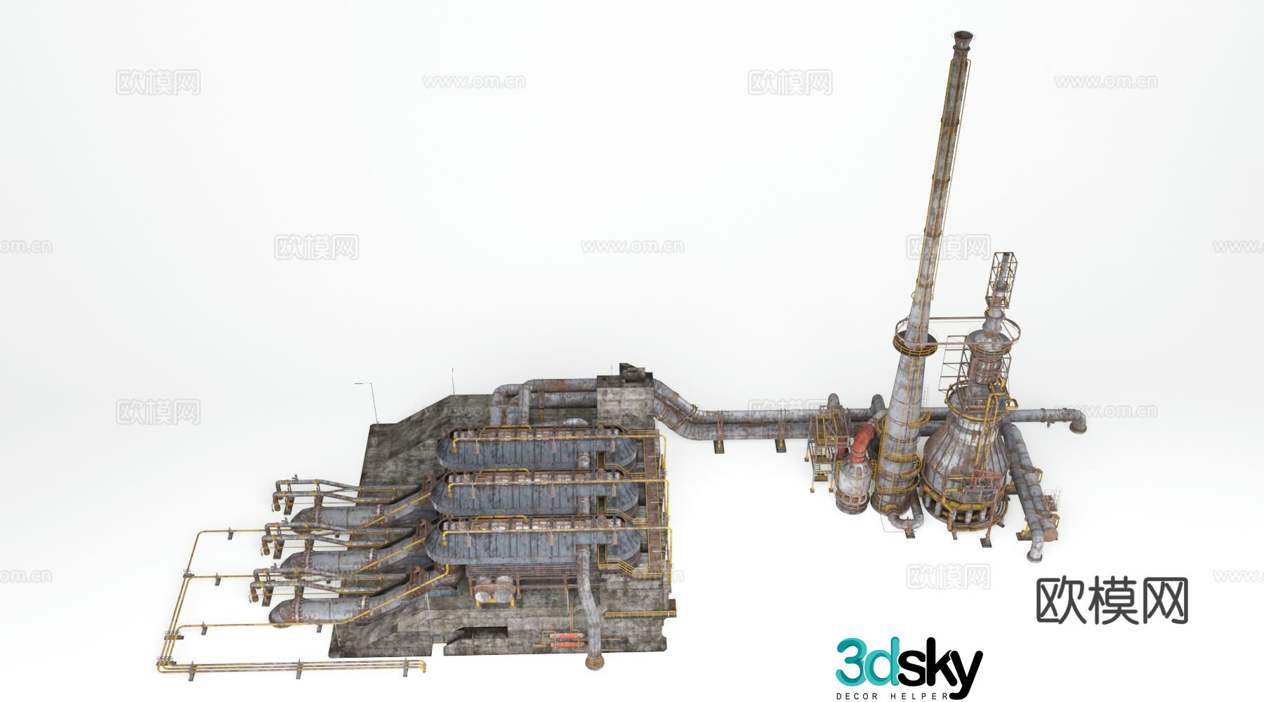 Pipeline chemical plant building Petroleum plant building 3d model