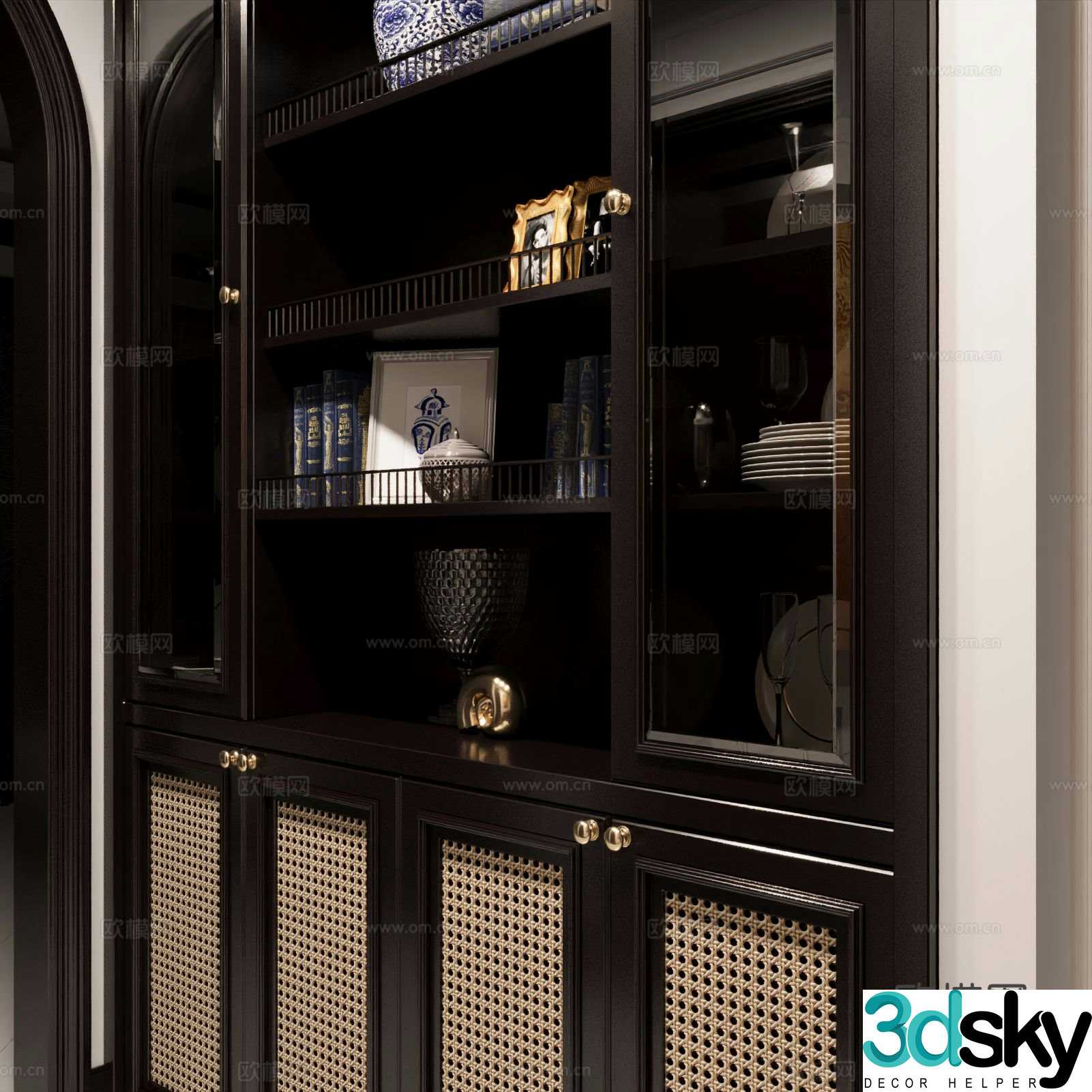 Medieval style entrance cabinet entry cabinet high cabinet 3D model