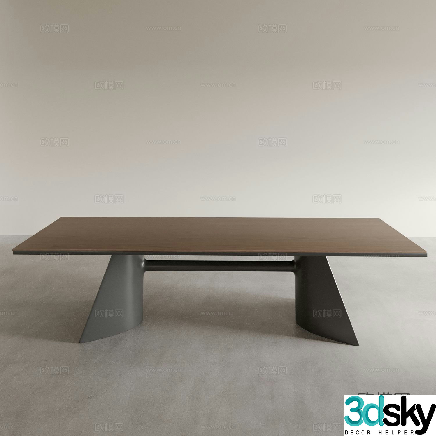 Minimalist dining table bar-shaped dining table 3D model