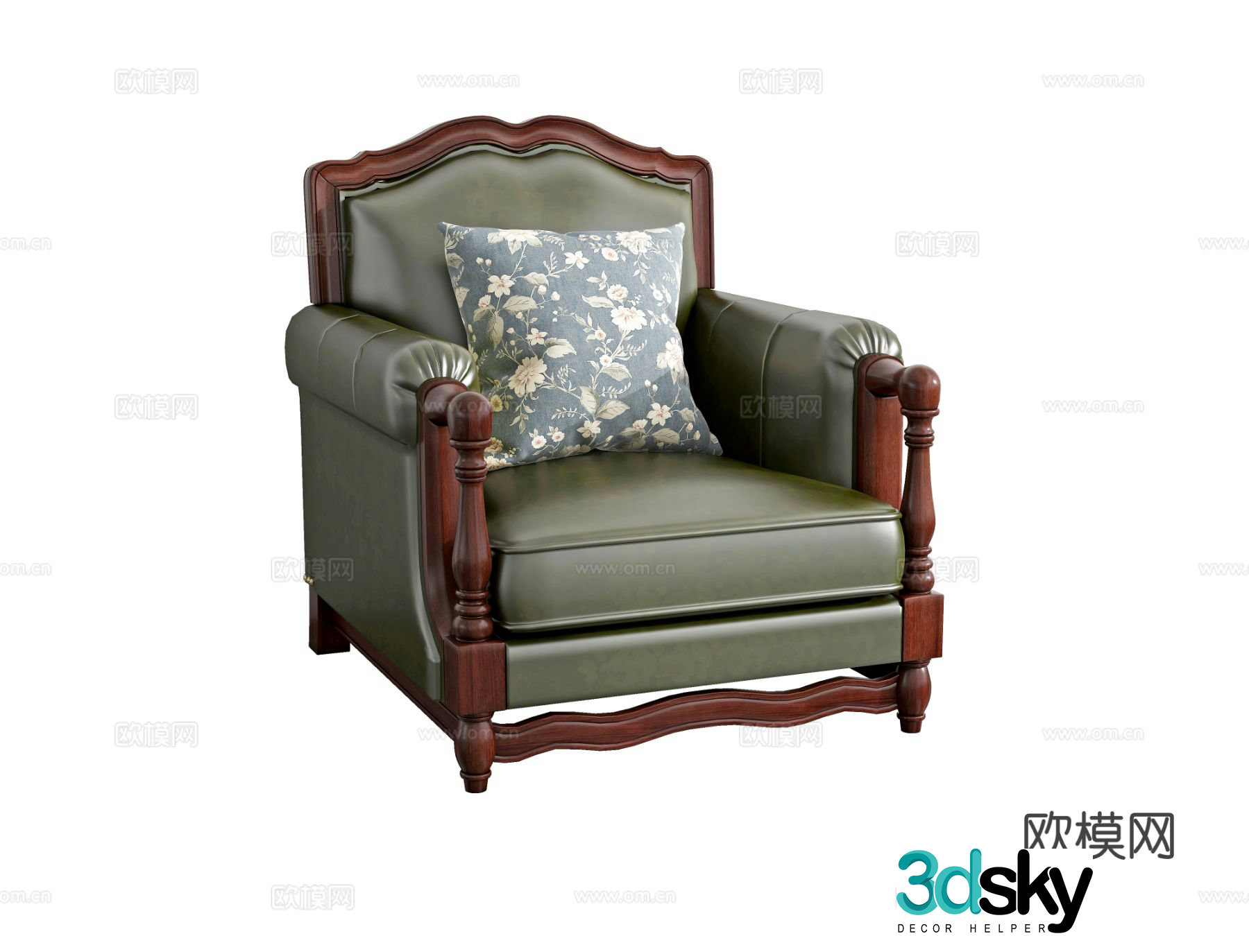 Single sofa leather sofa 3d model