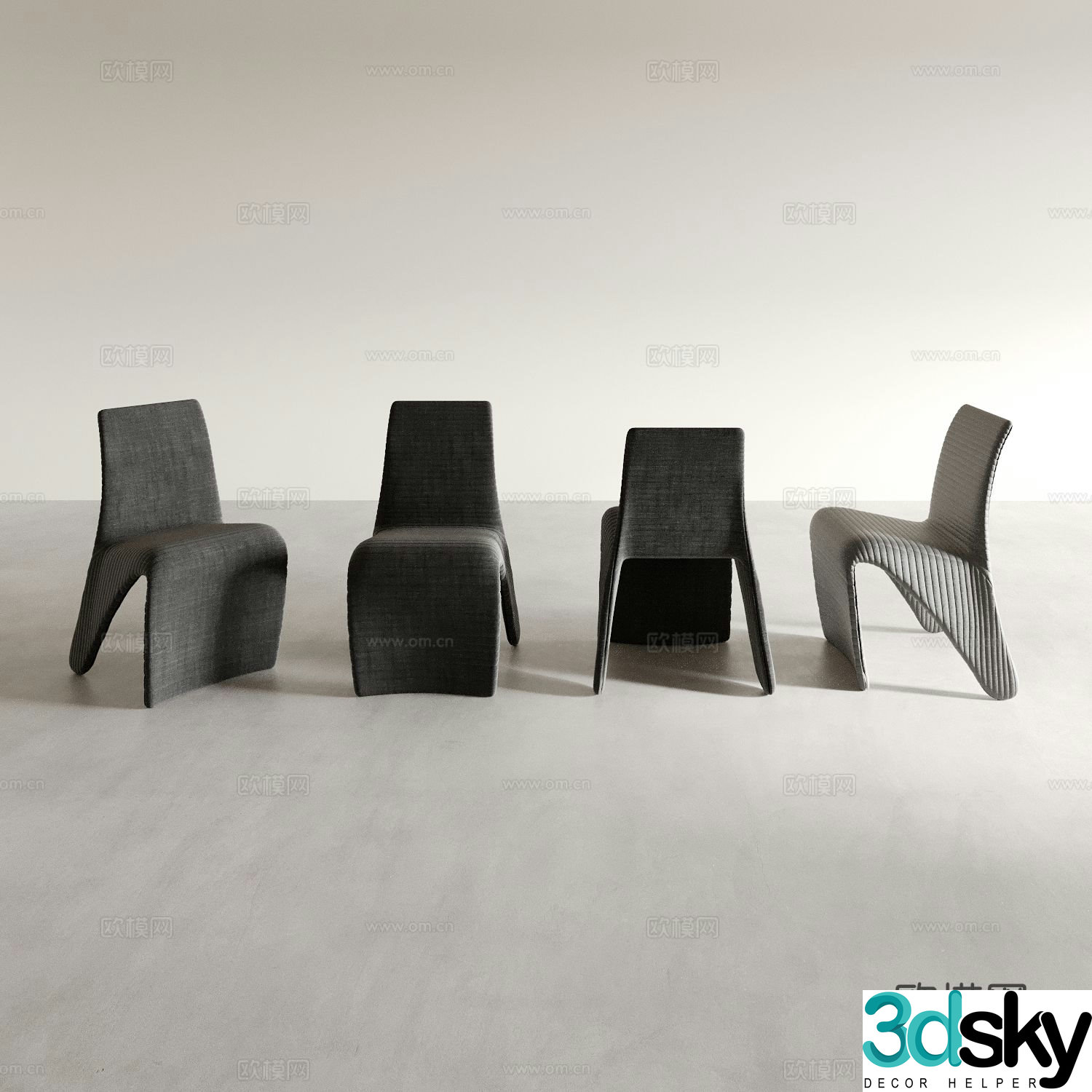 Modern chair dining chair tea chair 3d model