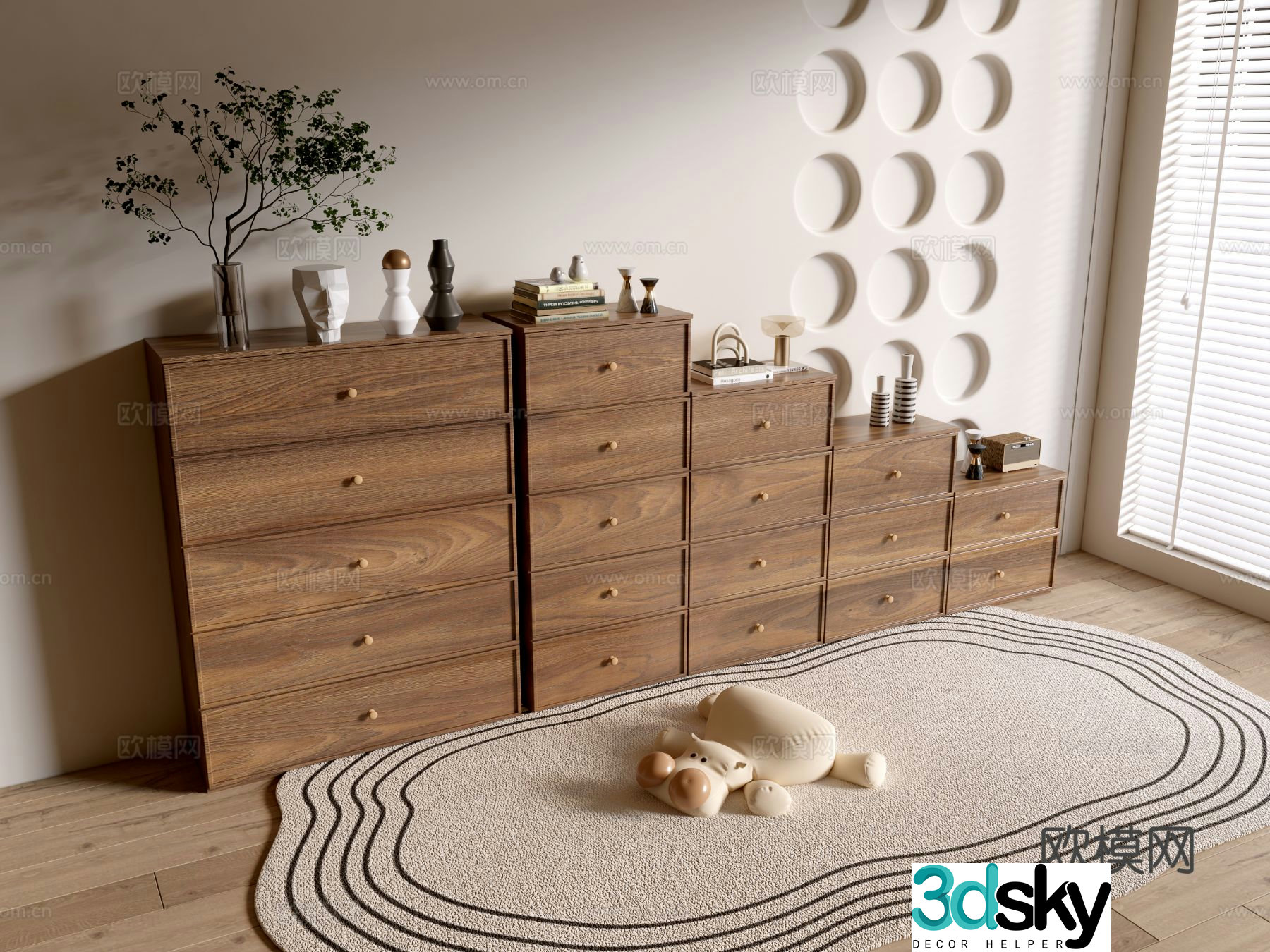 Log air chest side cabinet 3D model
