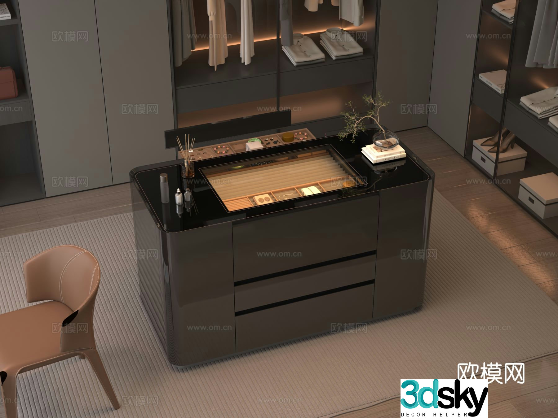 Modern cloakroom island 3d model