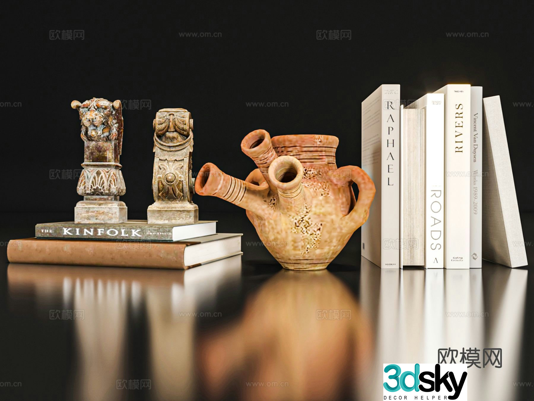 Ornaments books pottery pot 3D model