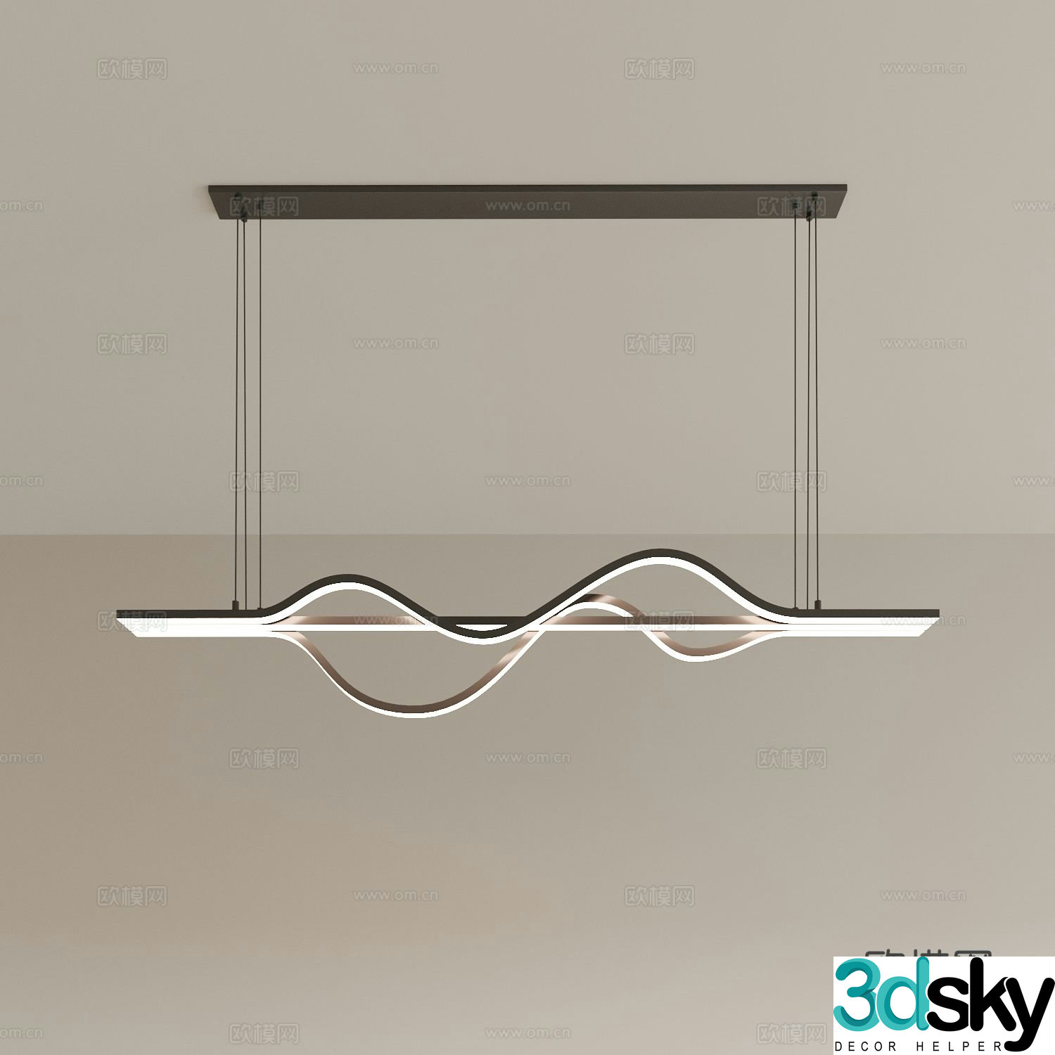 Long chandelier restaurant chandelier 3d model