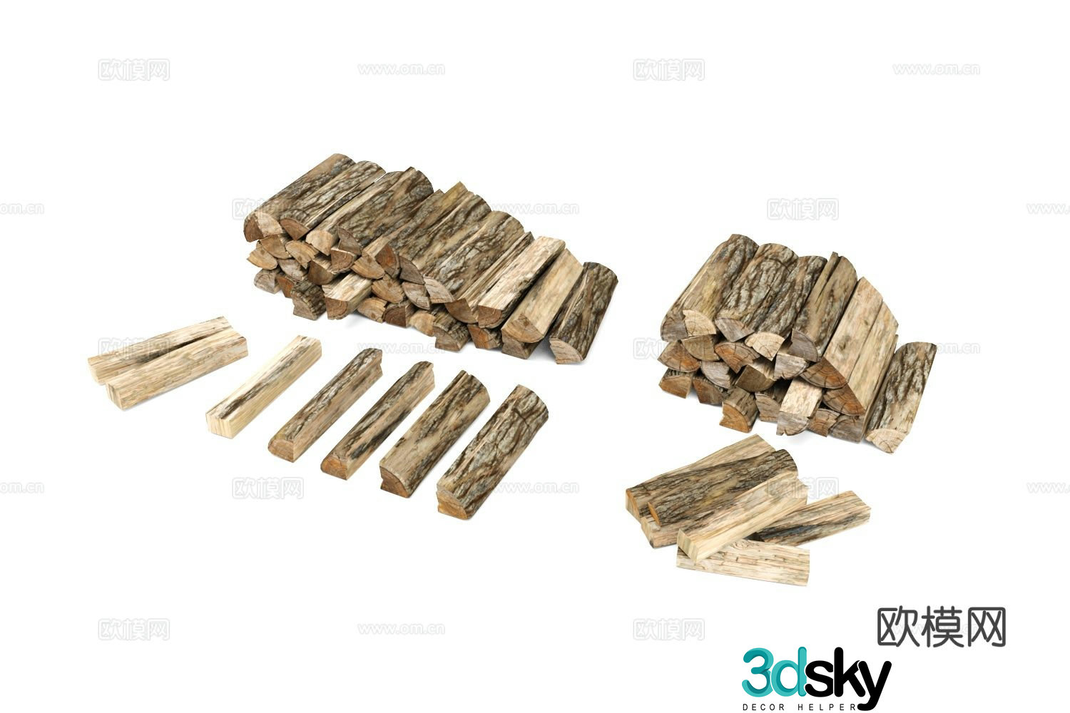 firewood wood block wood pile 3d model
