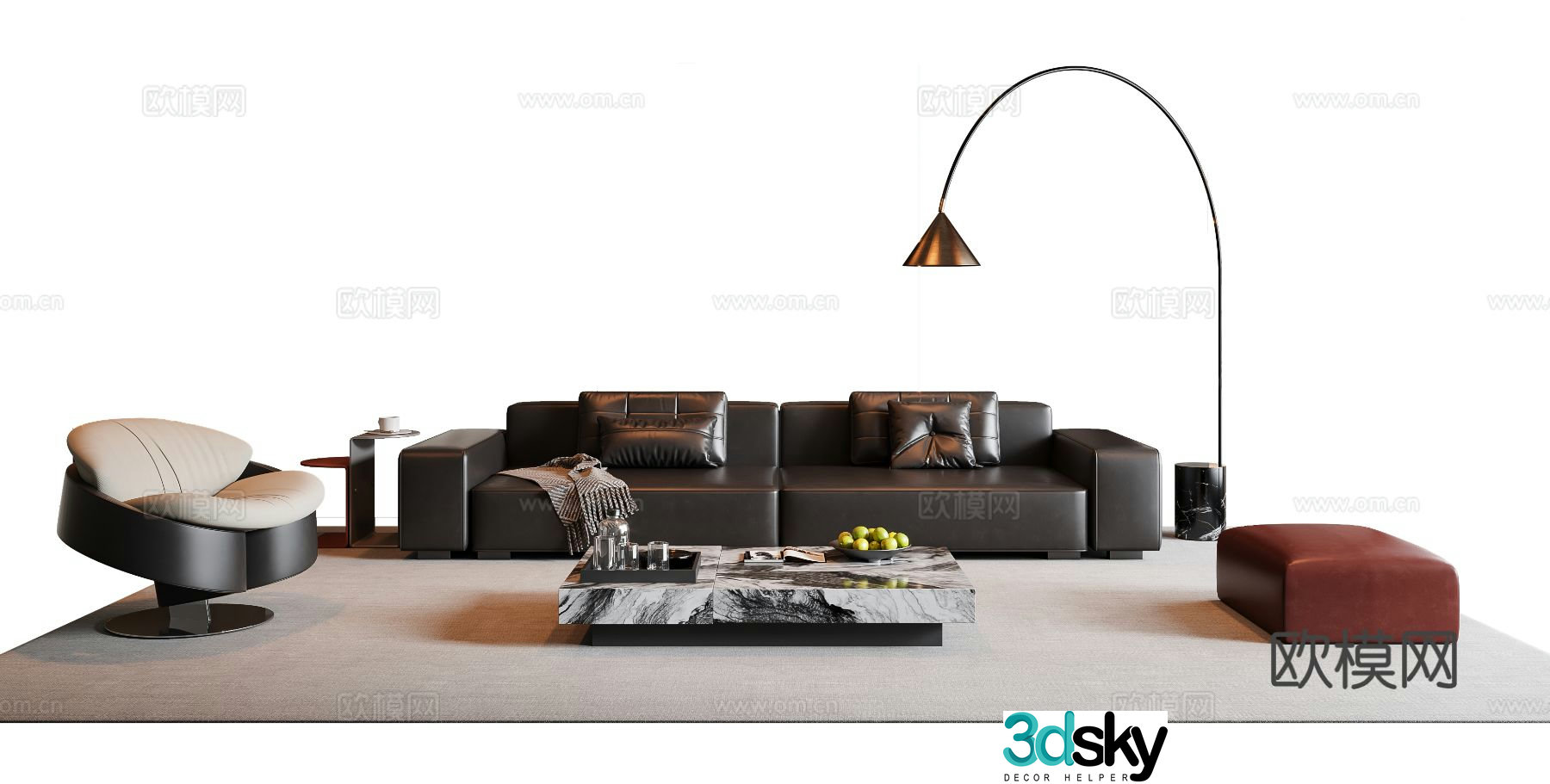 Italian sectional sofa 3d model