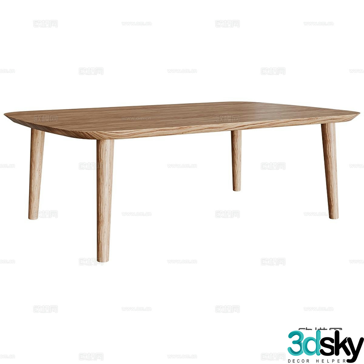 Log dining table 3d model