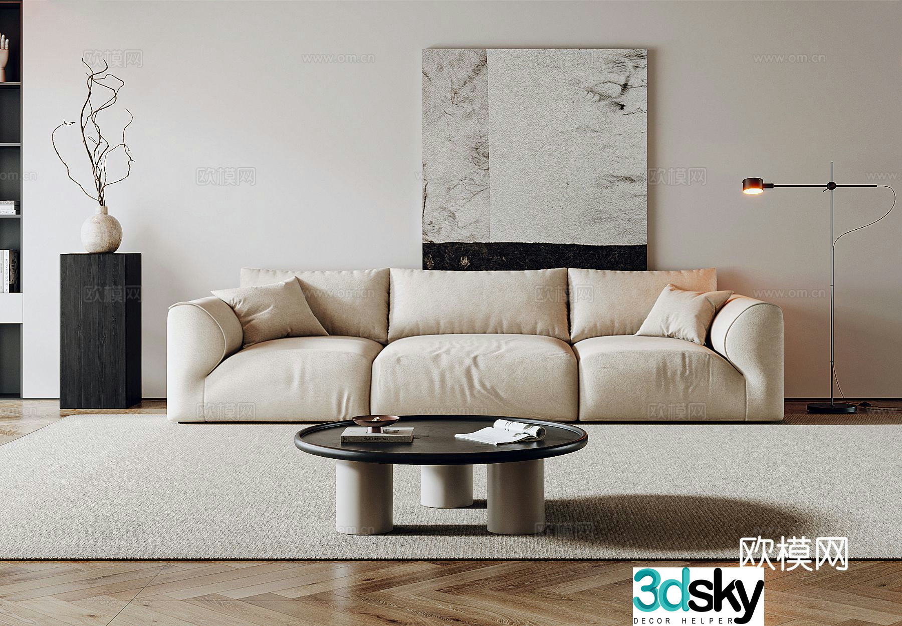Three seater sofa leather sofa 3d model