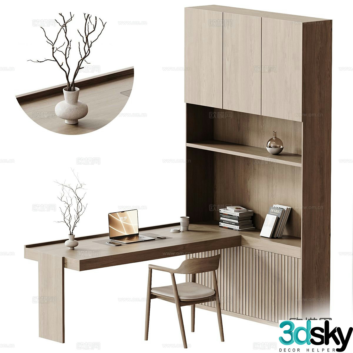 wabi-sabi desk 3d model