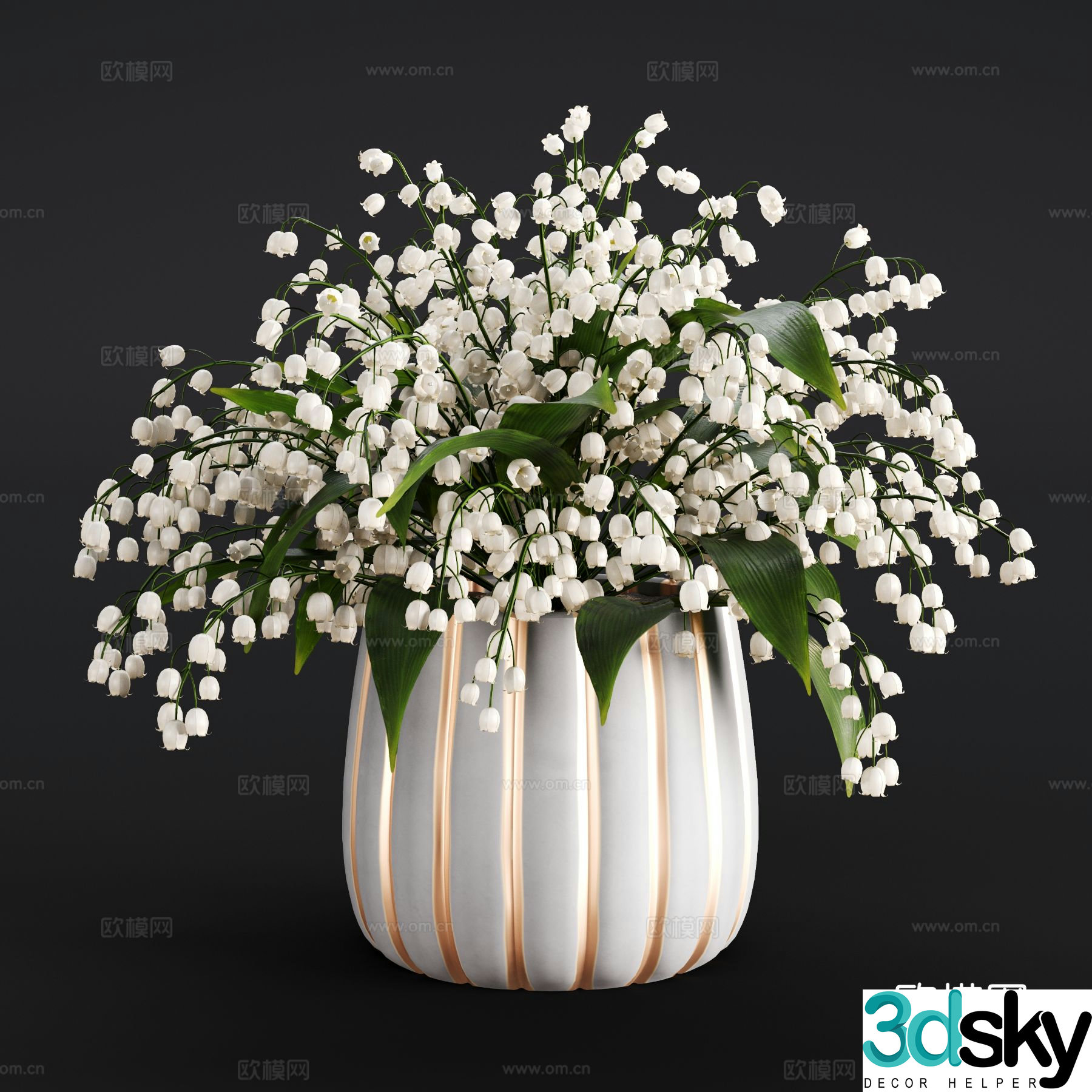 Modern lily of the valley vase floral arrangement flower arrangement 3d model