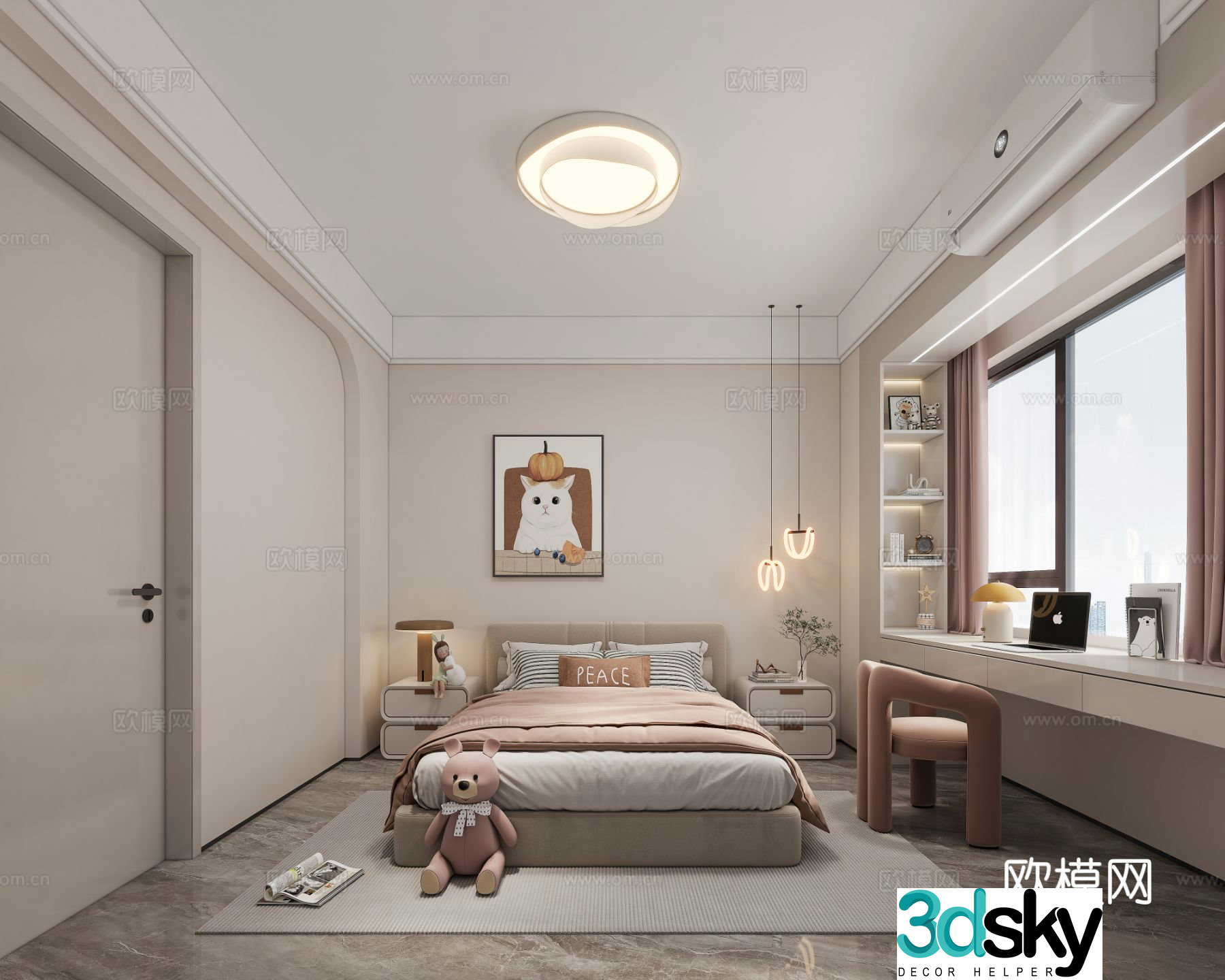 Modern children’s room girl’s room 3d model