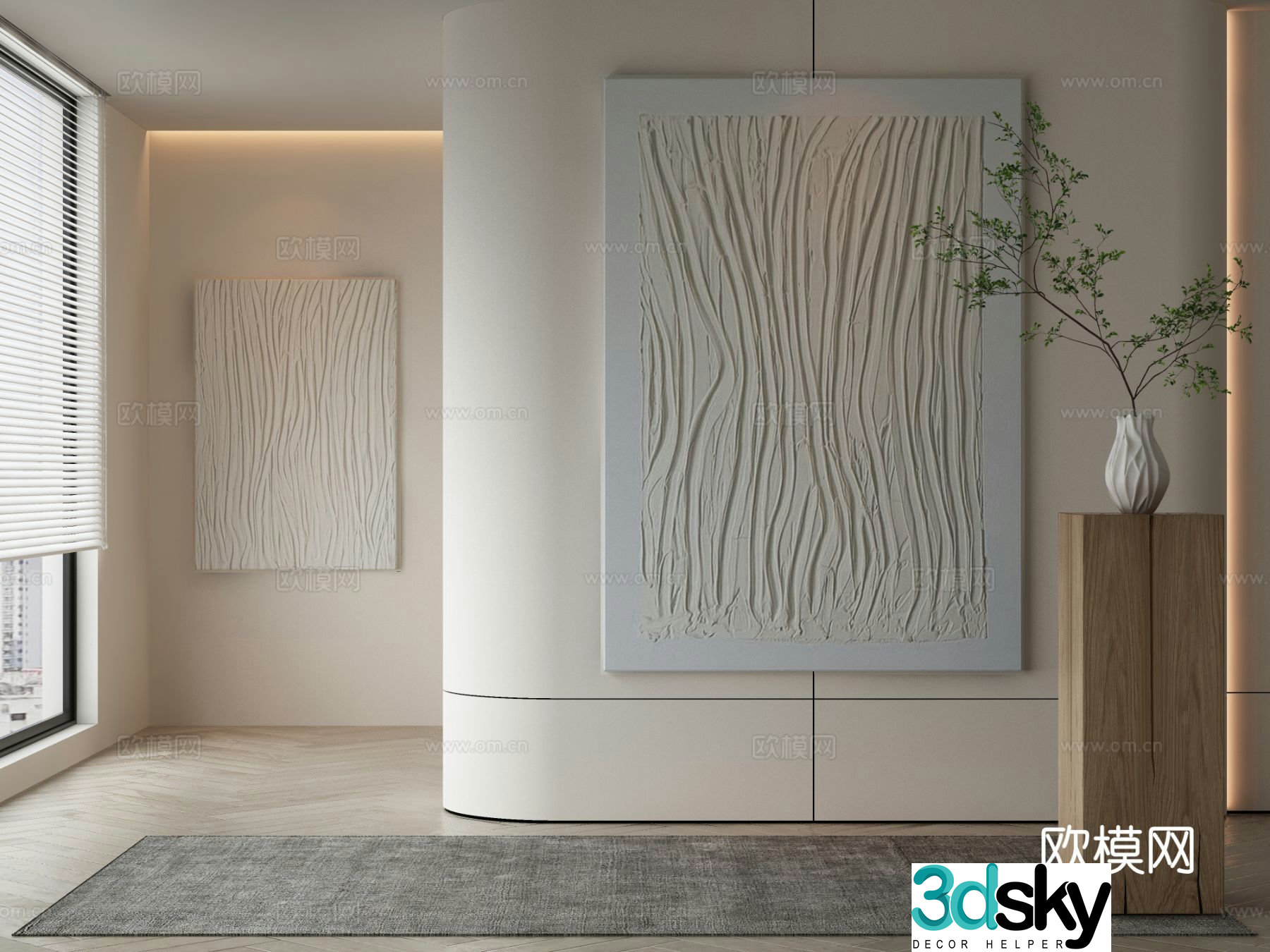 Modern texture painting decorative painting 3d model