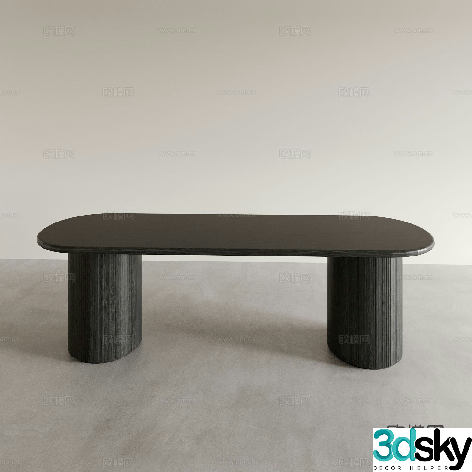Oval dining table minimalist dining table 3d model