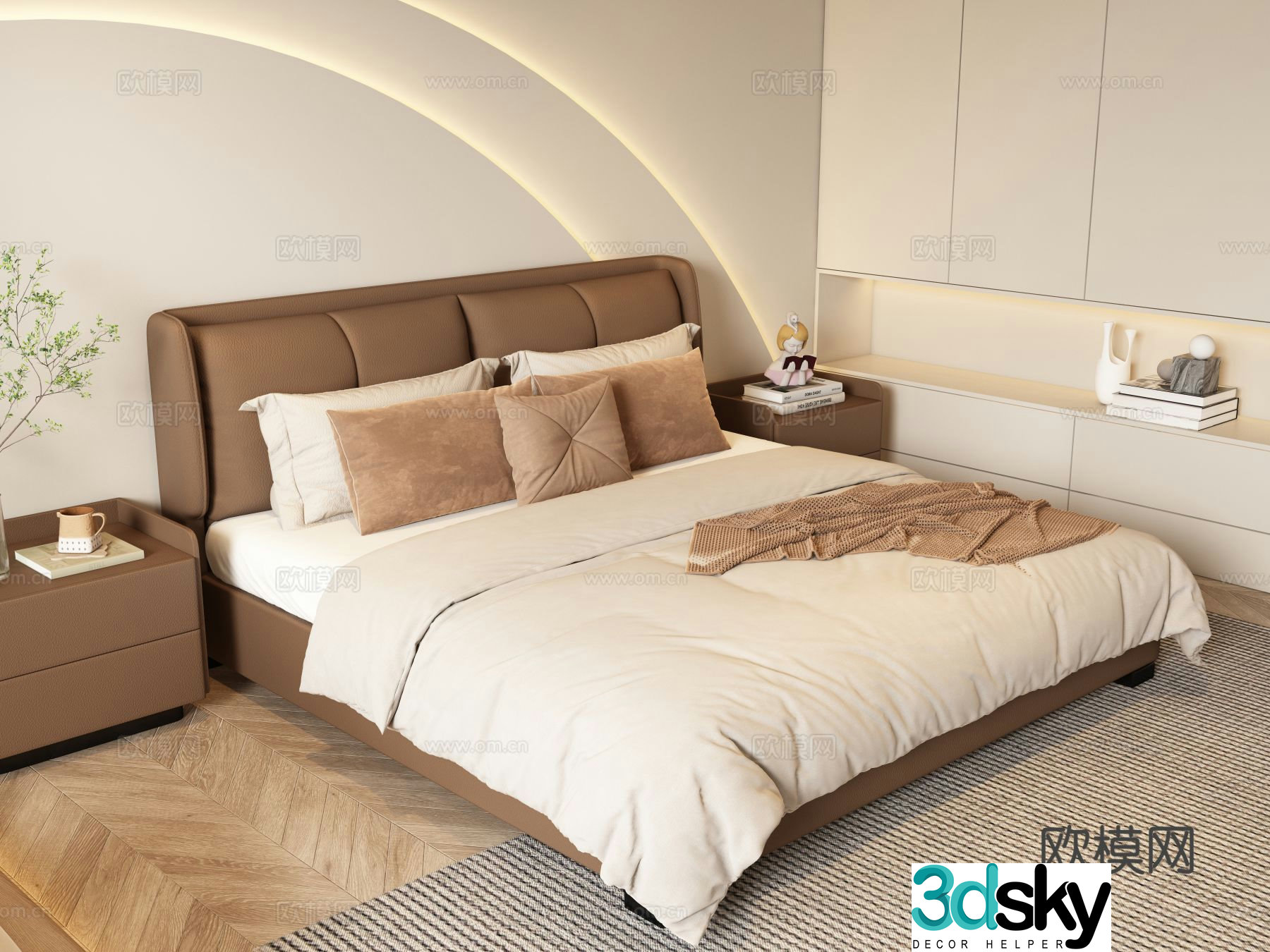 Italian double bed 3d model