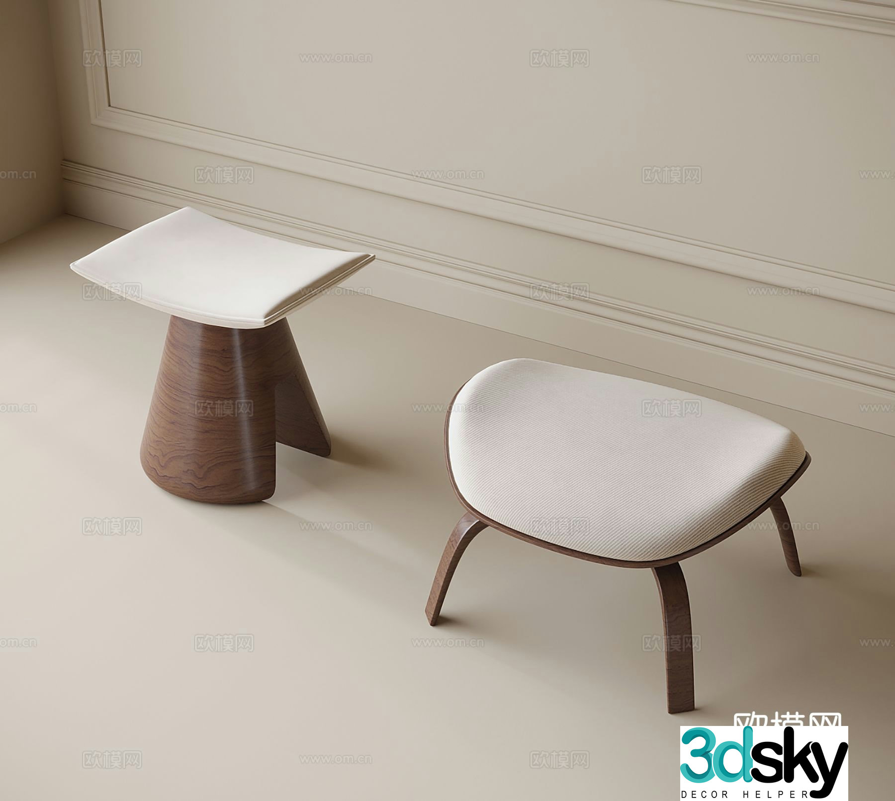 Stool low stool sofa stool shoe changing stool 3d model