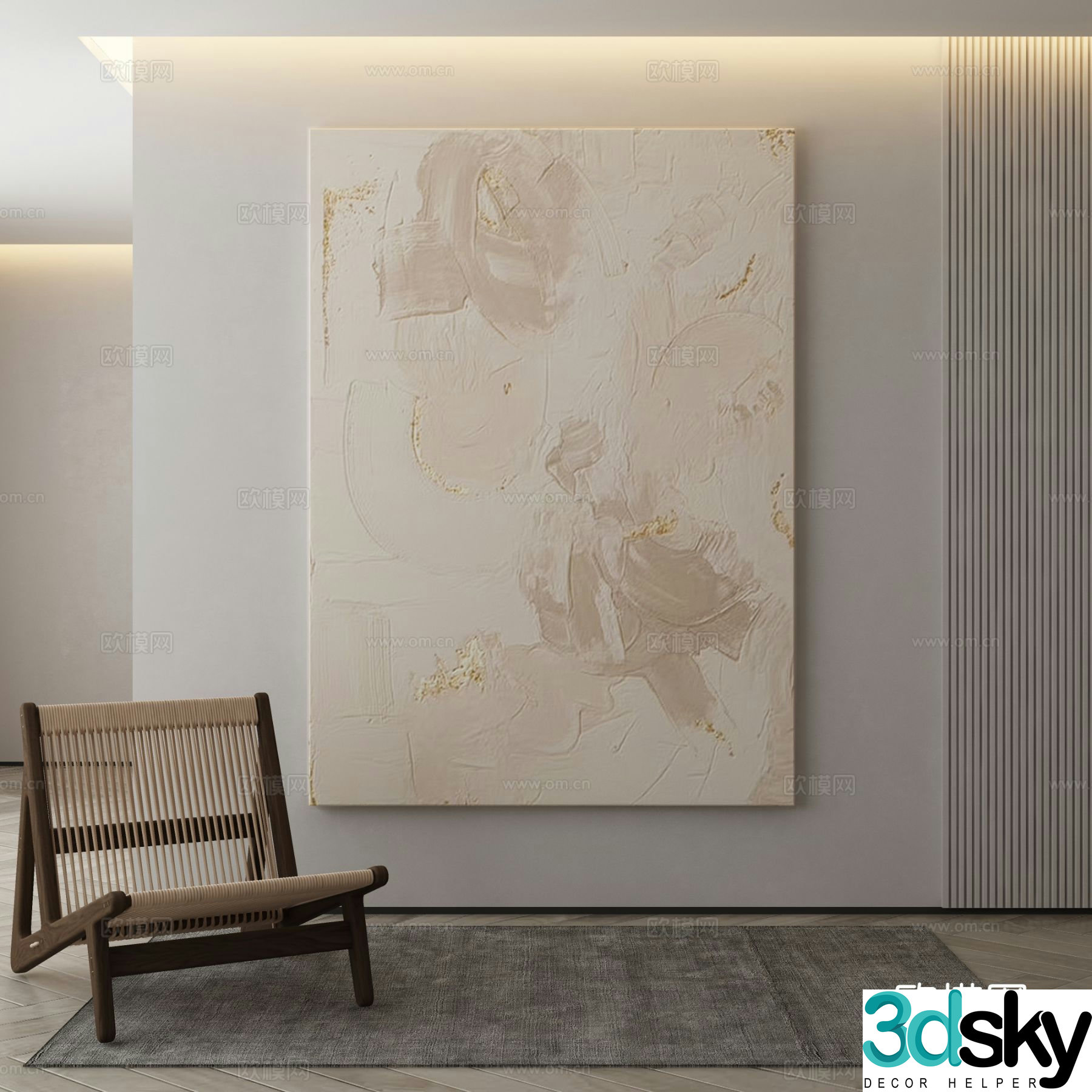 Modern texture painting decorative painting 3d model