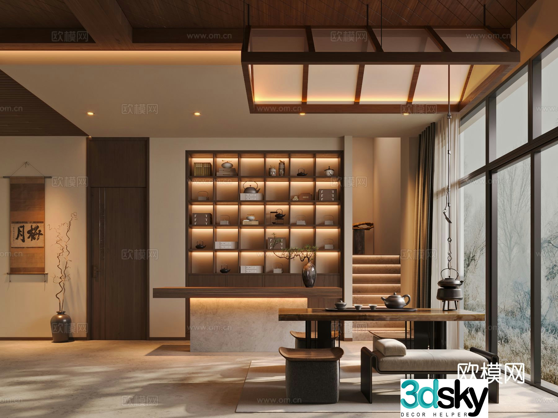 New Chinese tea room 3d model