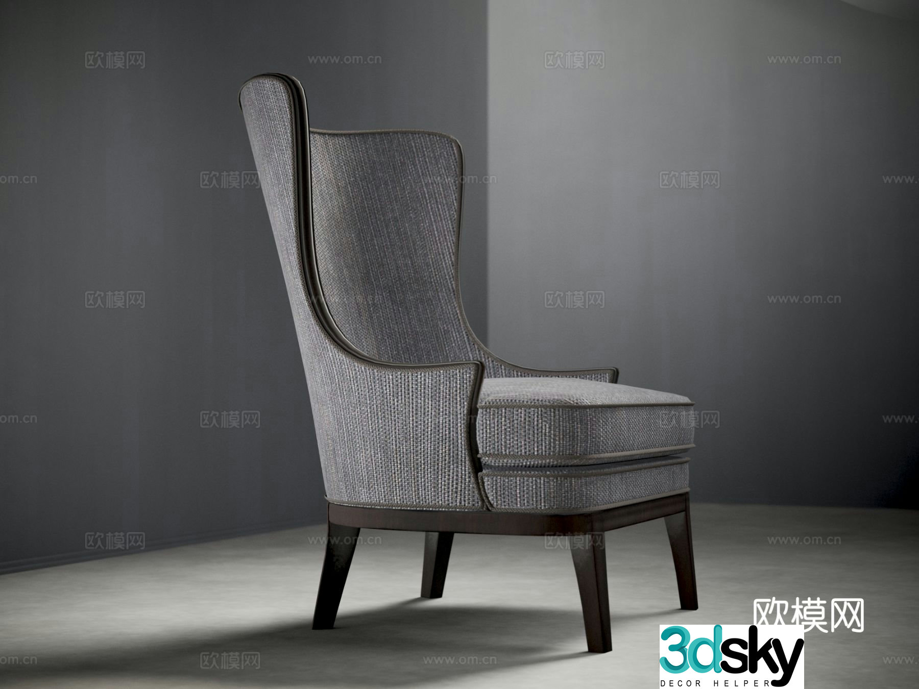 Italian style chair leisure chair 3d model