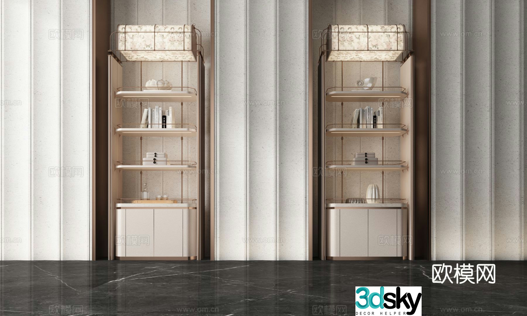 Light luxury decorative cabinet shelf 3D model