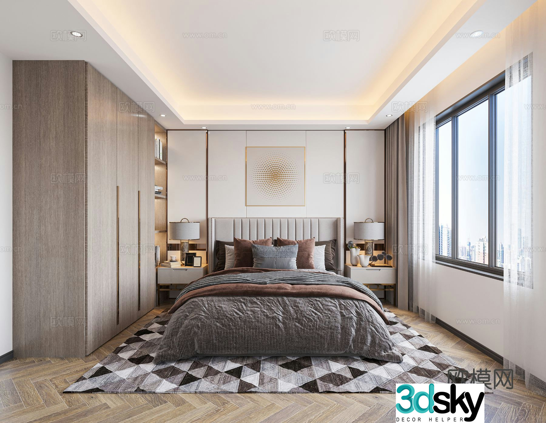 Modern bedroom master bedroom 3d model