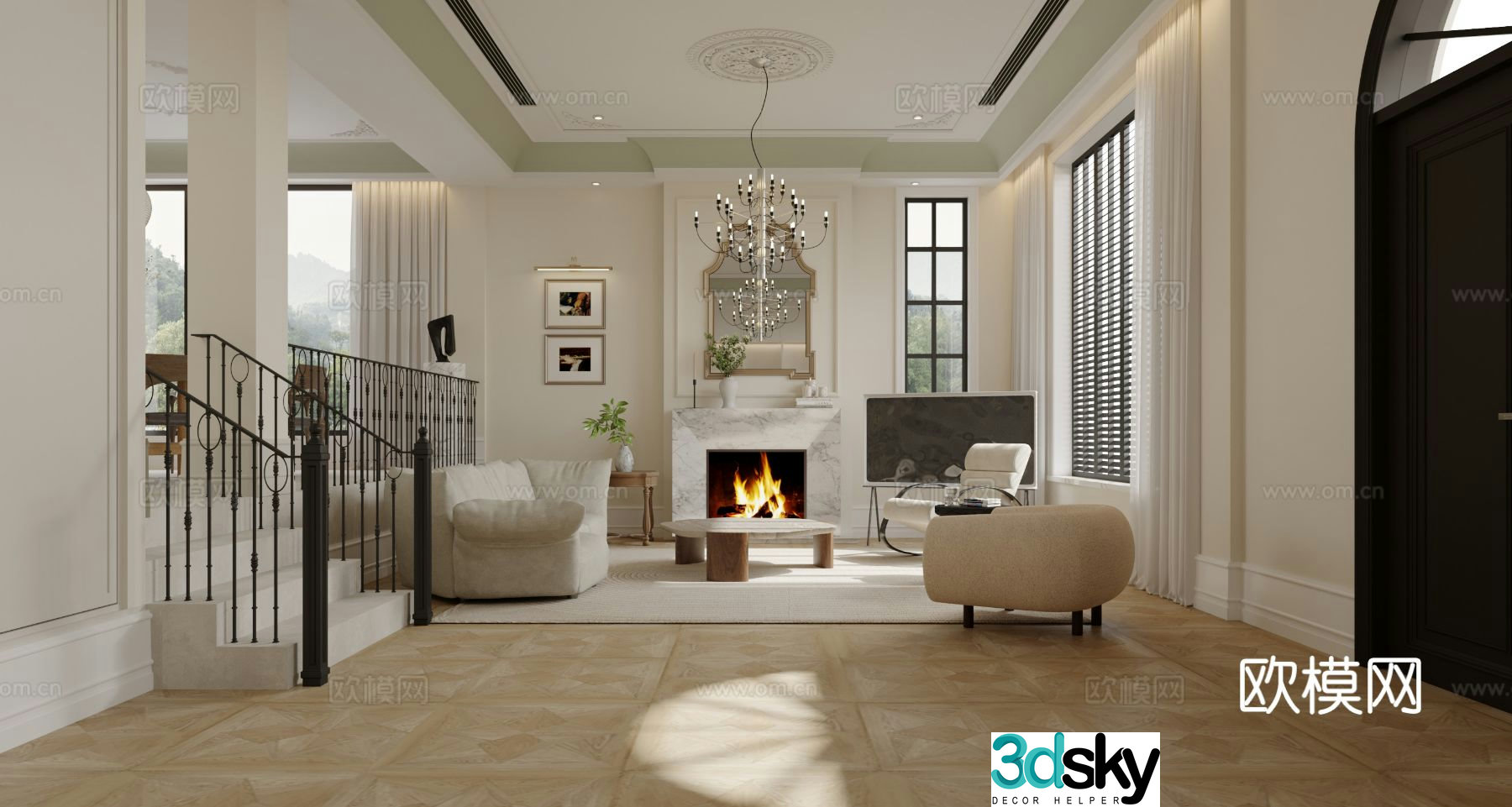 French living room 3d model