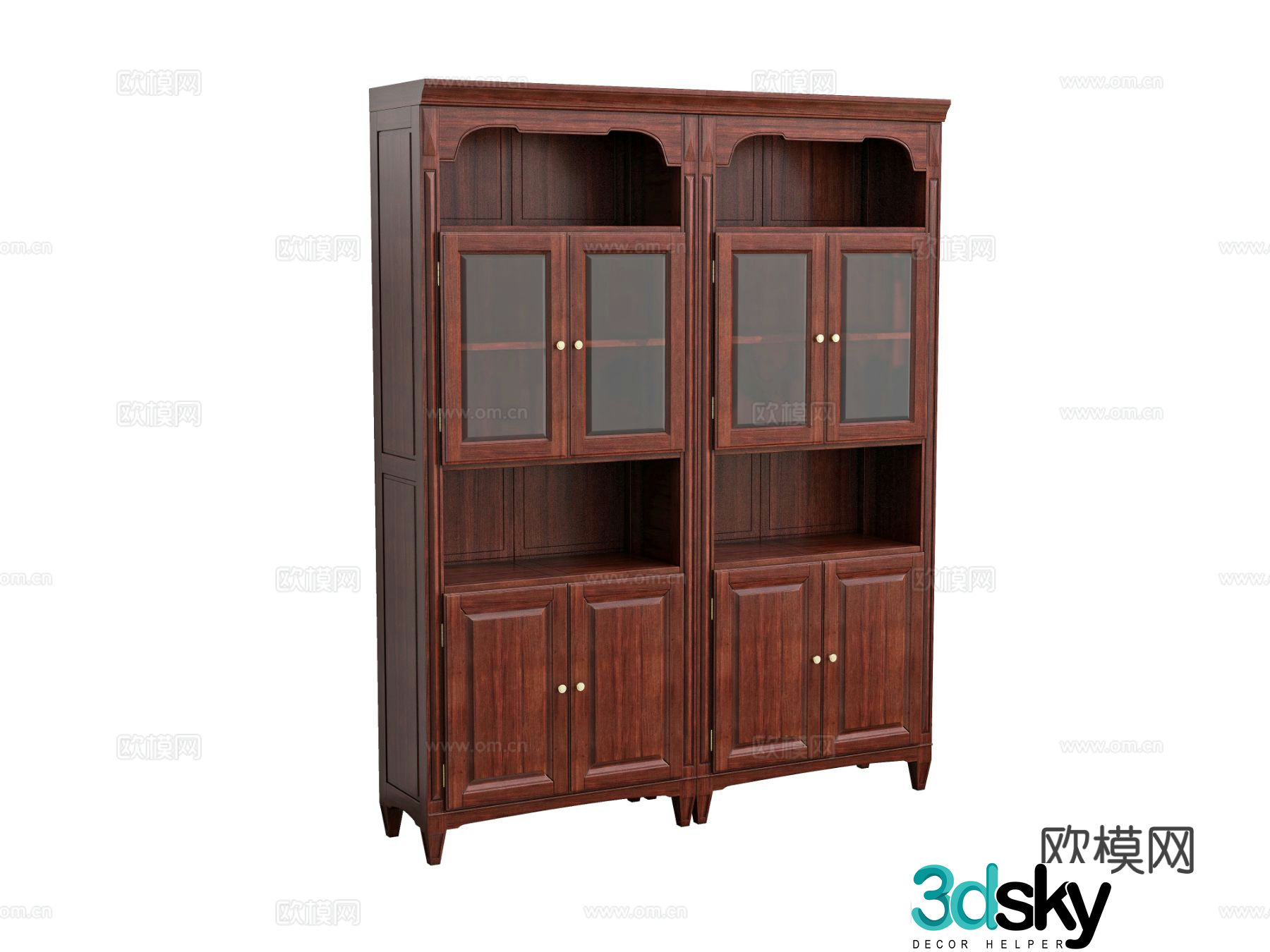 Simple European bookcase bookshelf 3d model