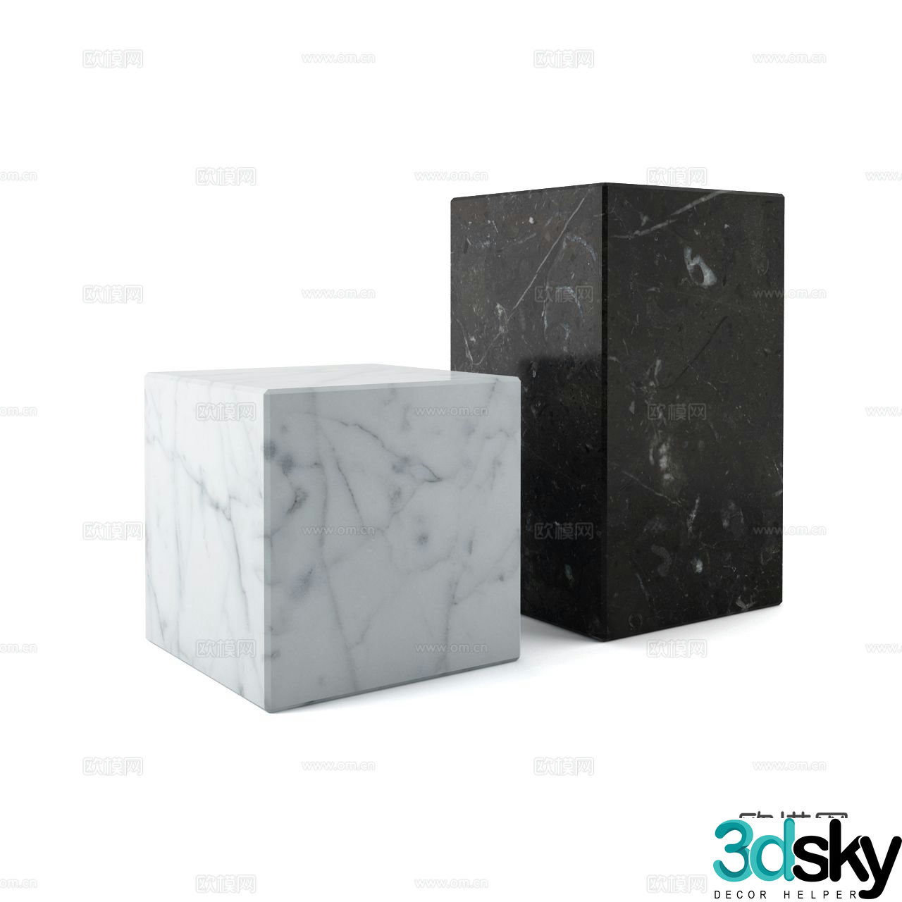 E15 marble corner table side table table 3d model