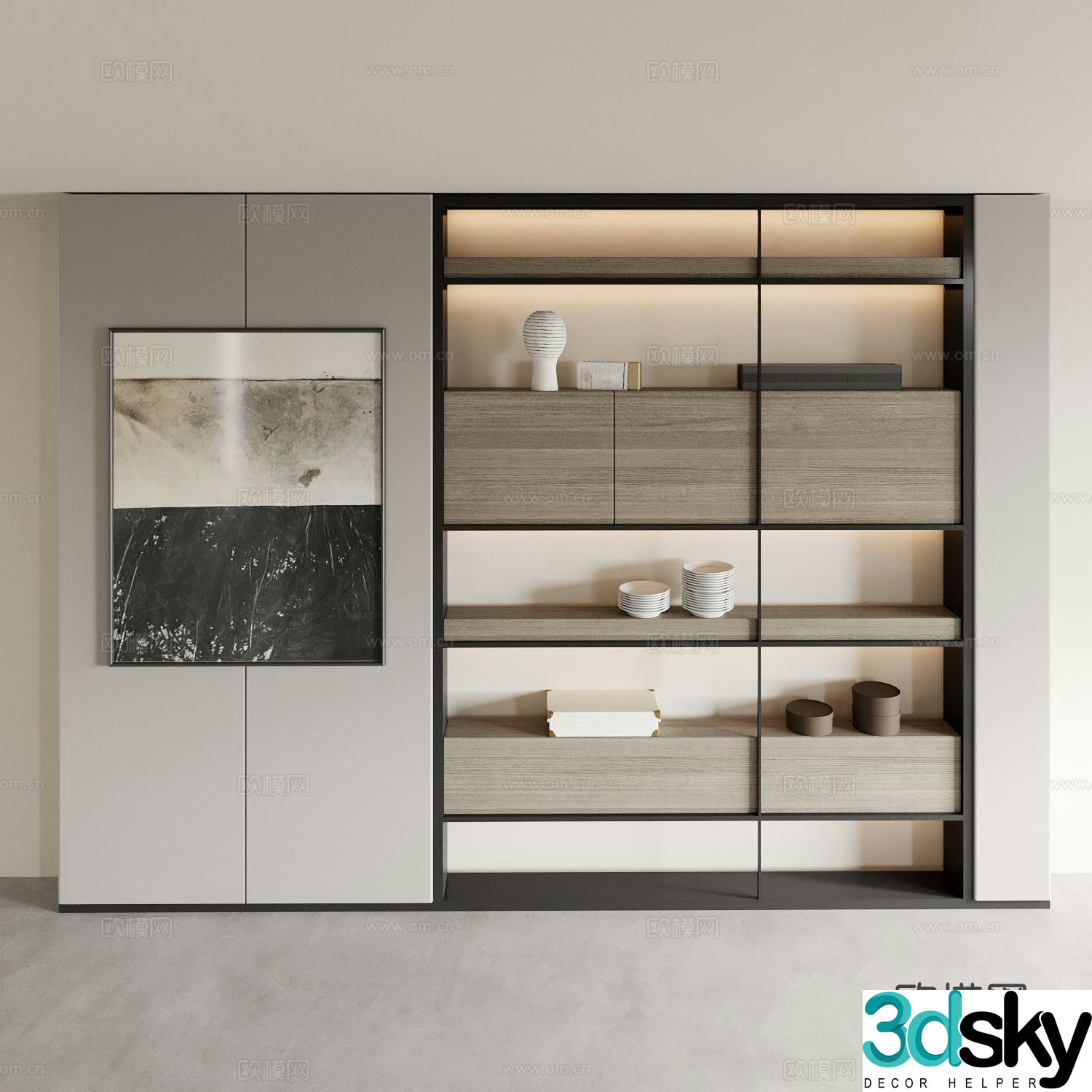 Modern bookshelf locker 3d model
