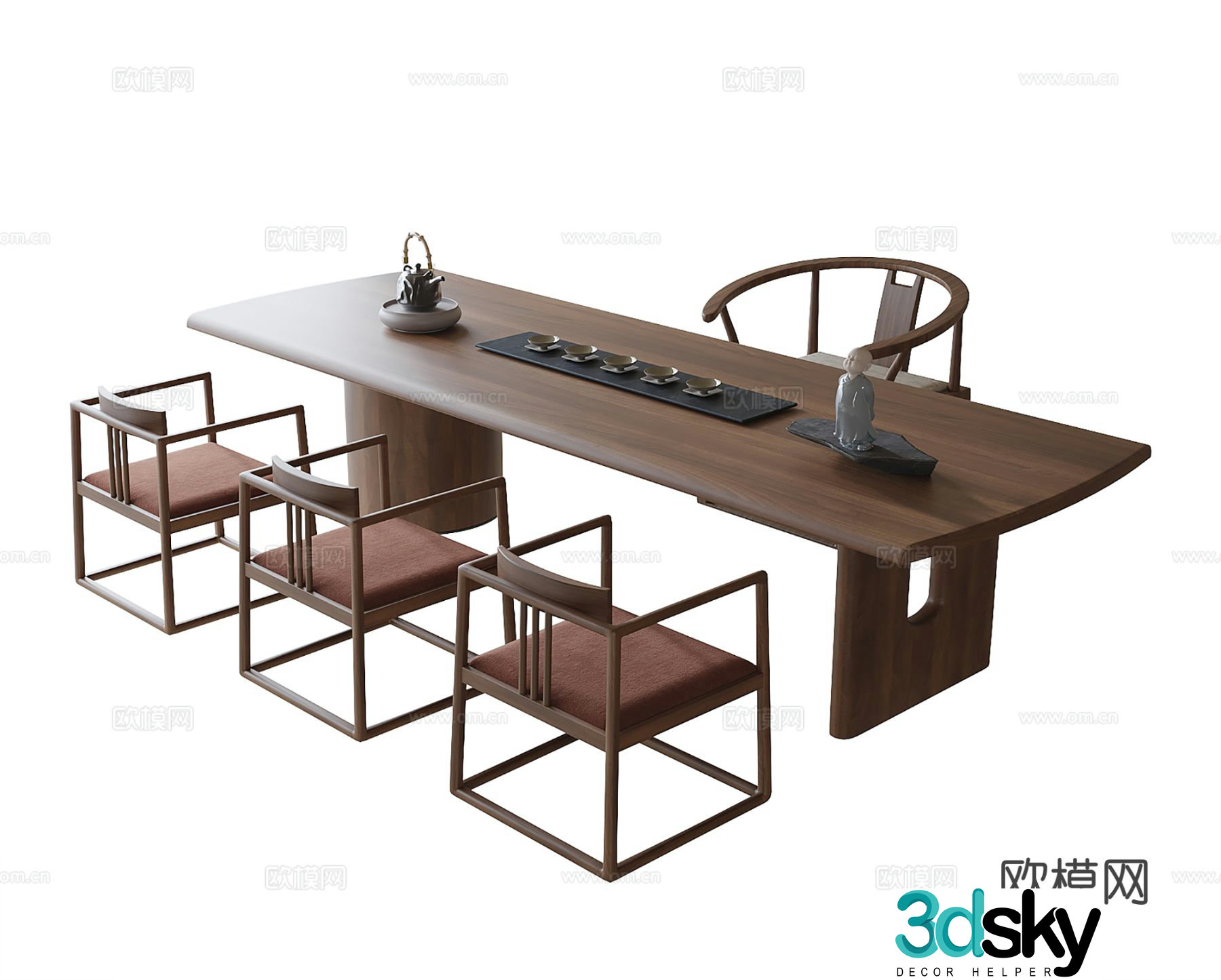 New Chinese style tea table tea table 3d model