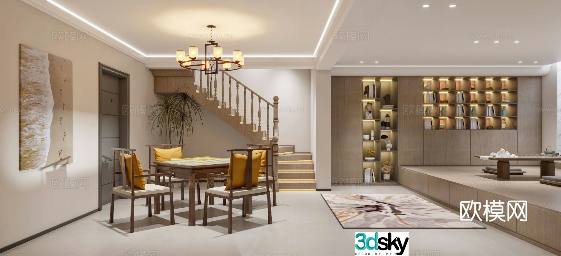 New Chinese style leisure room tea tasting area 3D model