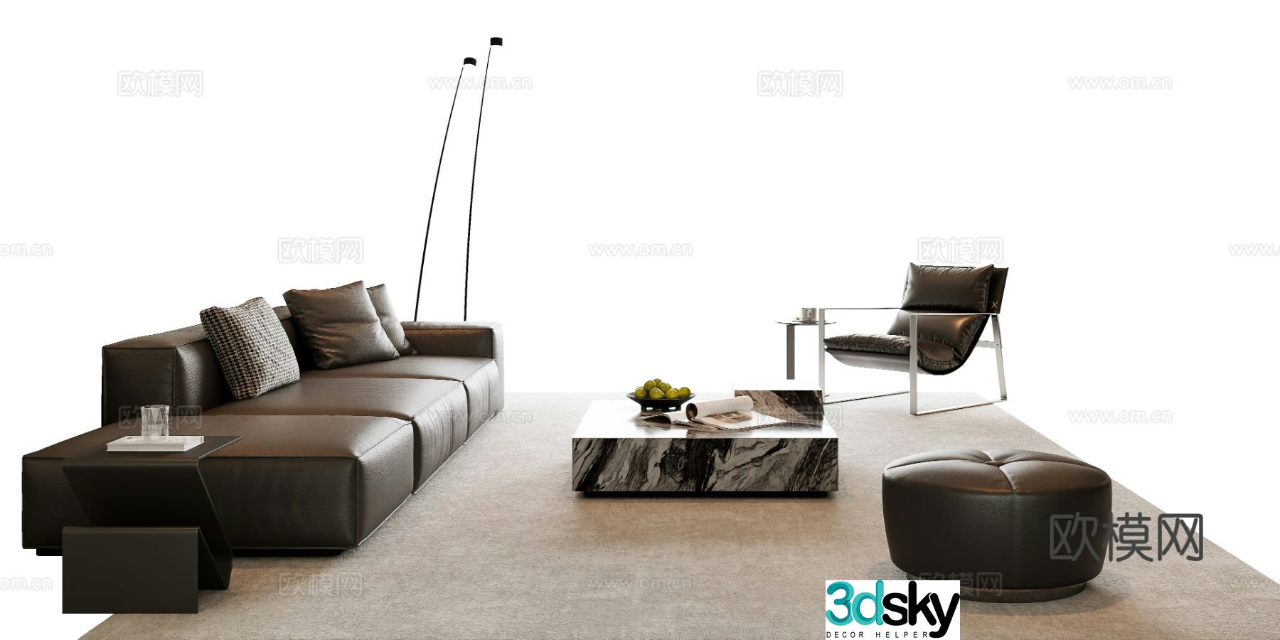 Italian sectional sofa 3d model