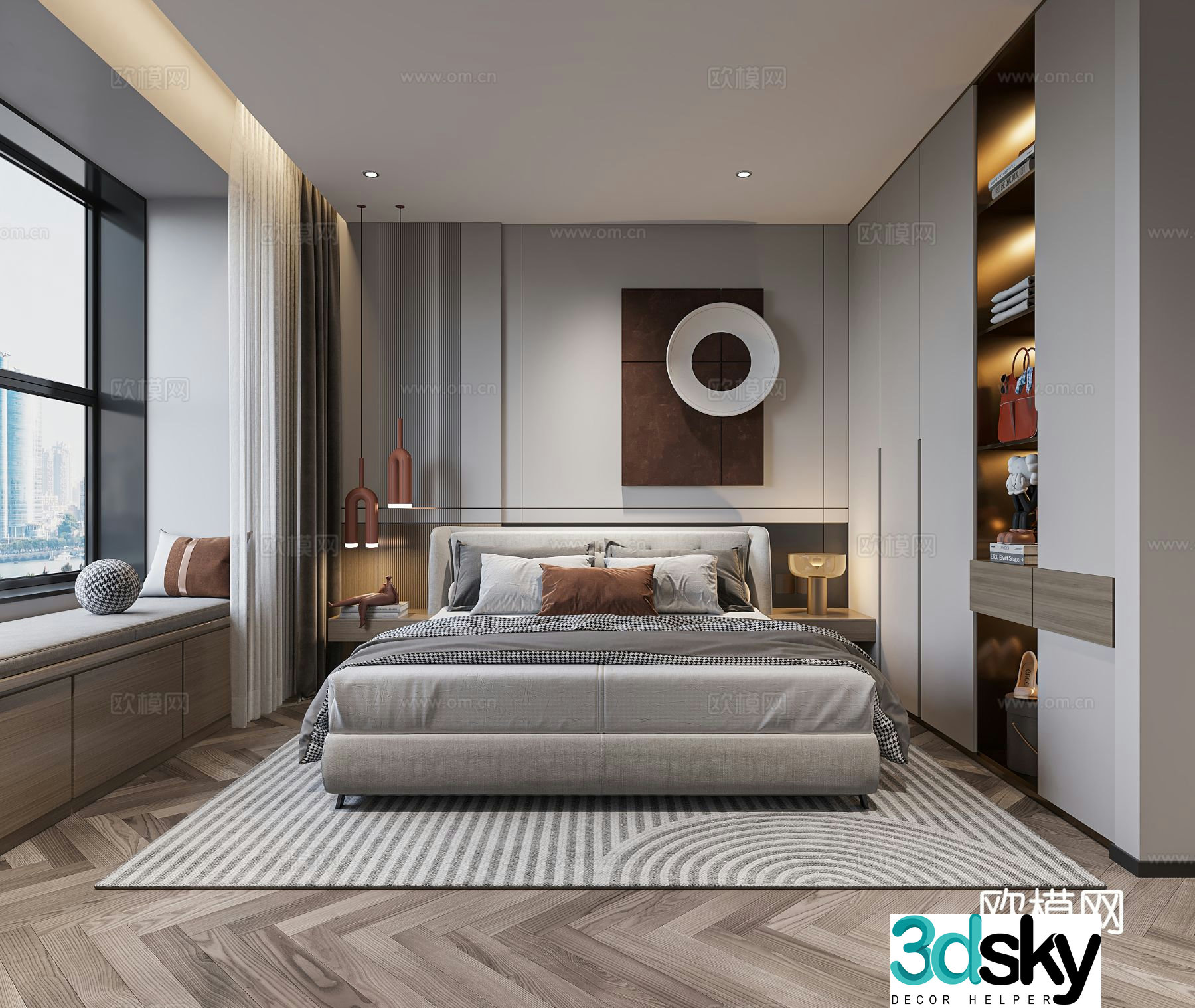 Modern bedroom master bedroom 3d model