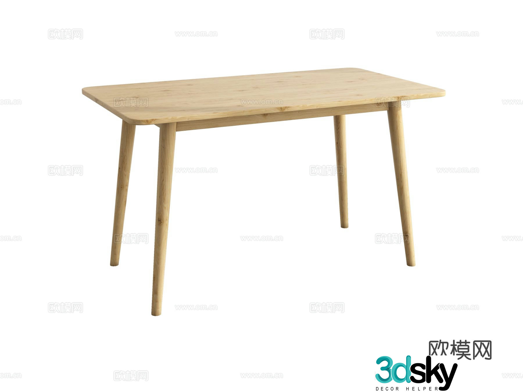 Nordic dining table solid wood dining table 3d model