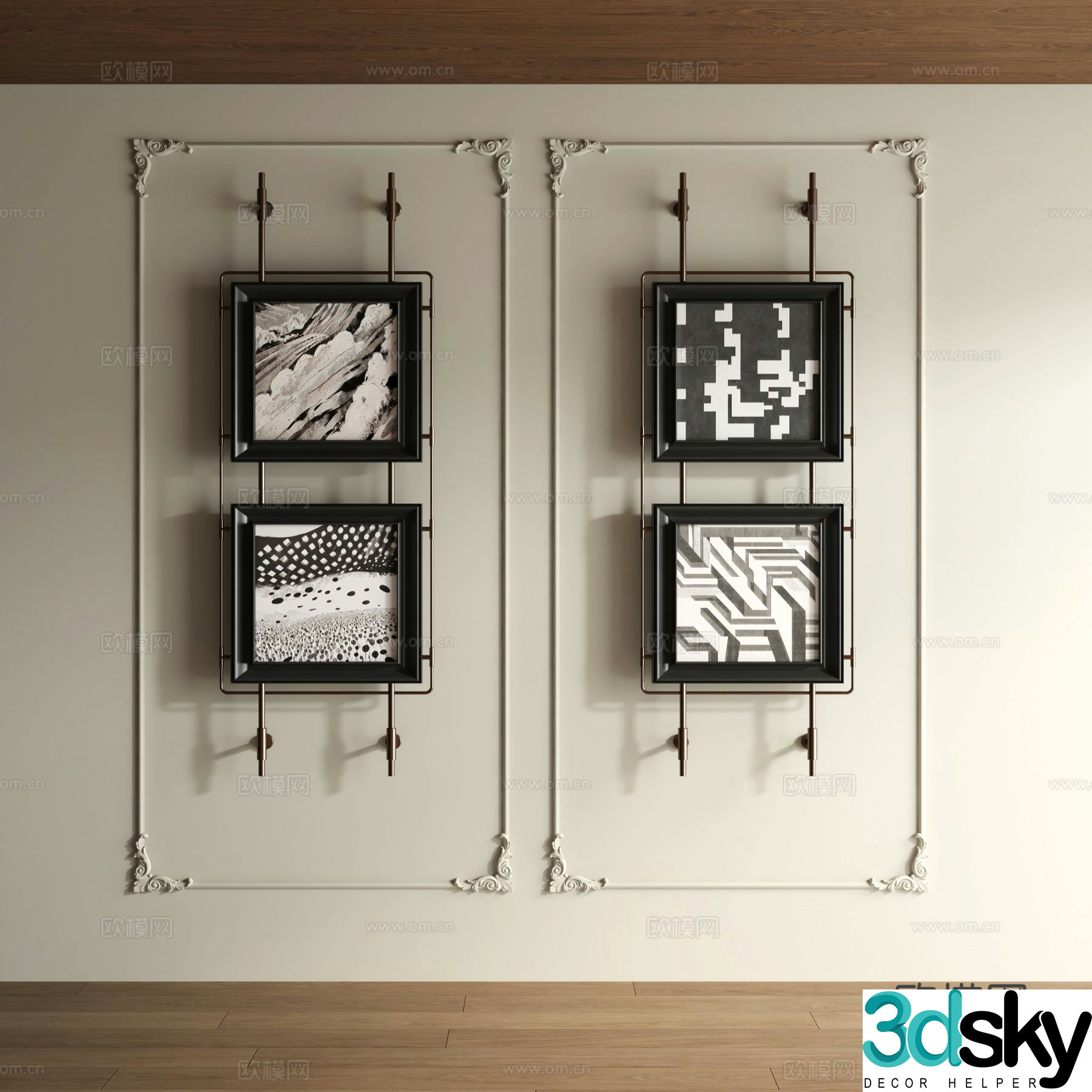 Modern texture painting decorative painting 3d model